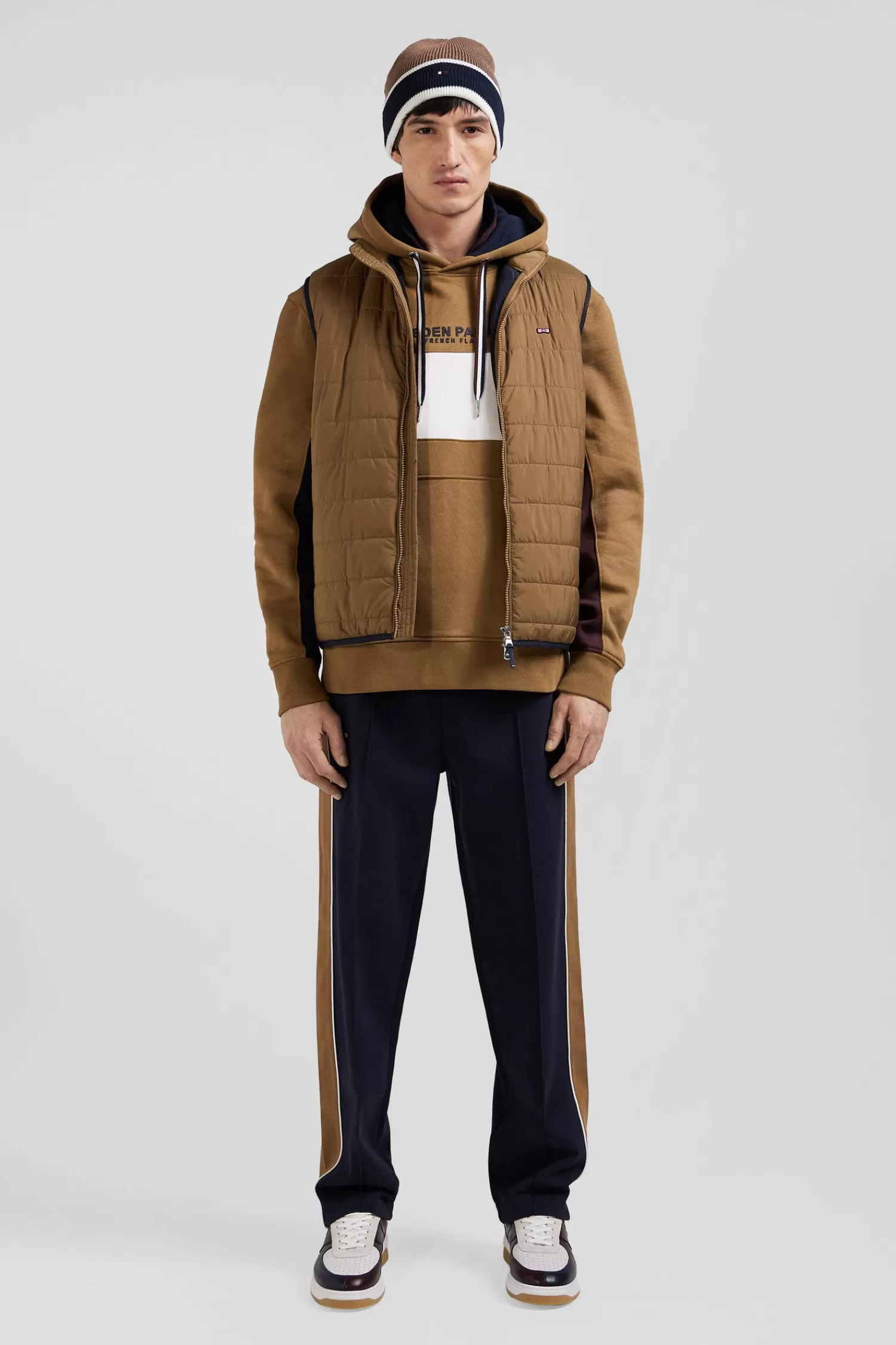 Eden Park Camel quilted sleeveless high collar down vest< Coats And Jackets