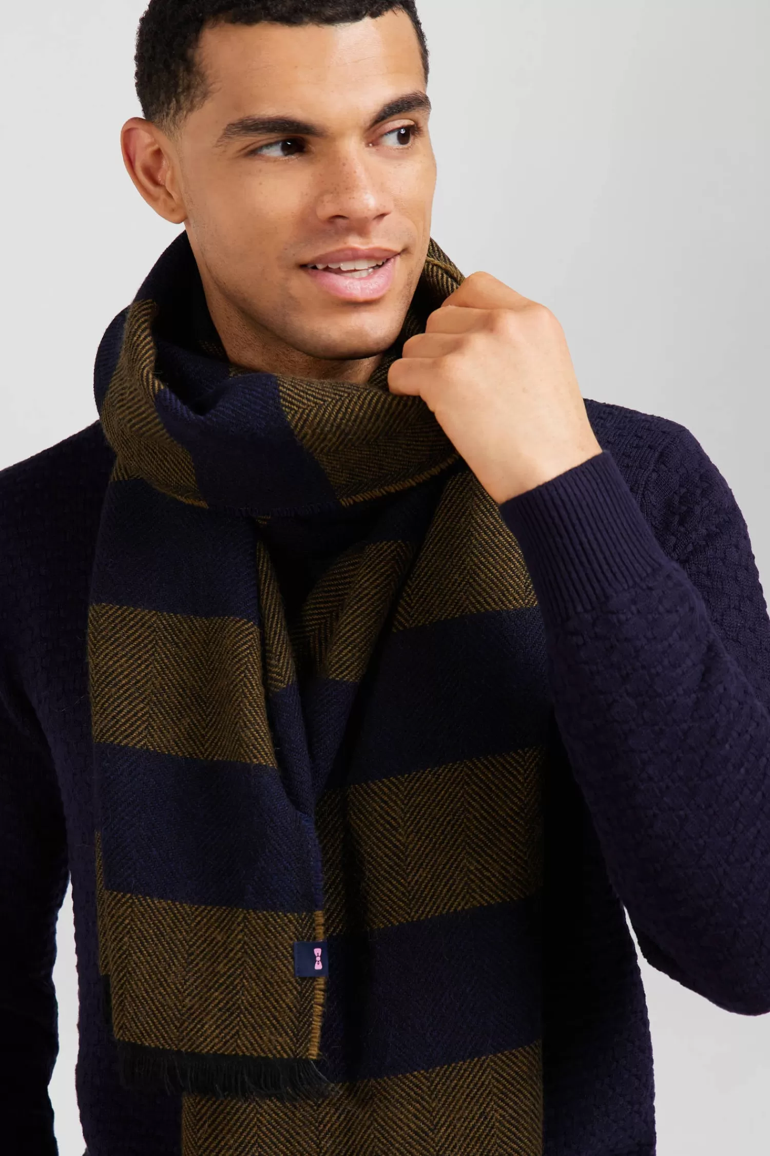 Eden Park Camel striped mixed wool large scarf< Scarves And Wraps