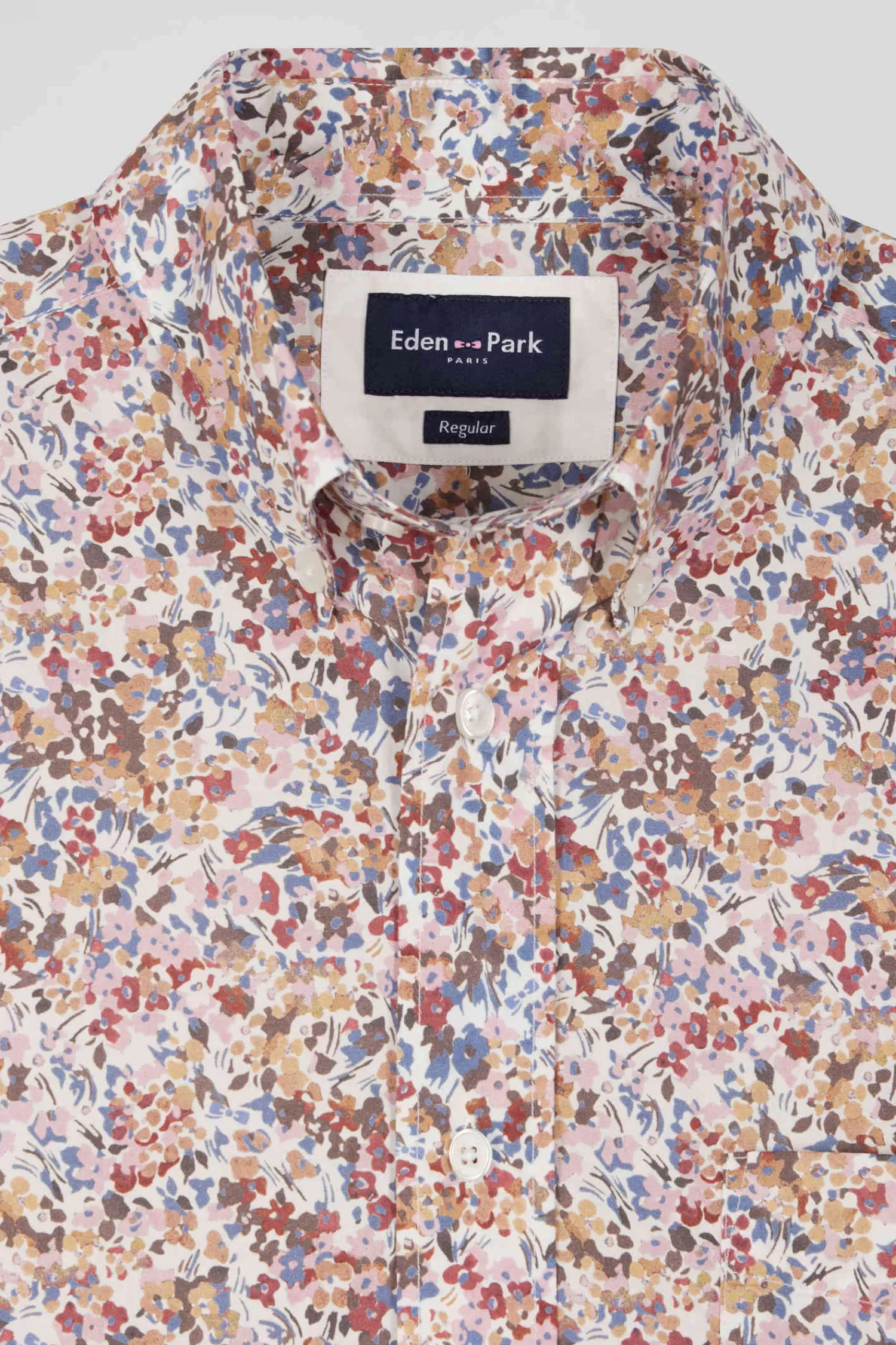 chemise_en_coton__microimprim_beige_coupe_regular_7.webp Eden Park Chemise en coton à microimprimé beige coupe Regular< Shirts