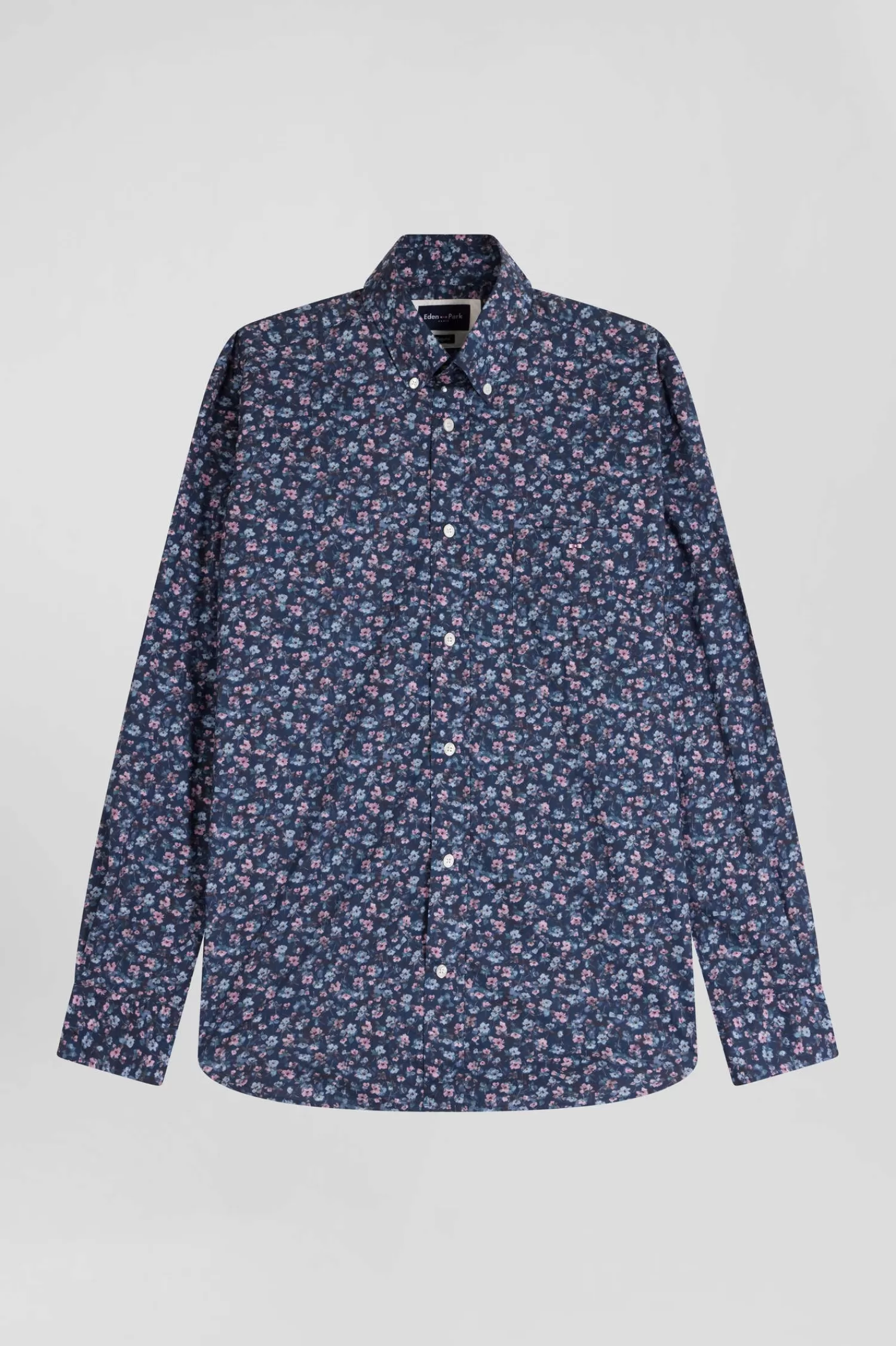 Eden Park Chemise en coton à microimprimé bleu foncé coupe Regular< Shirts