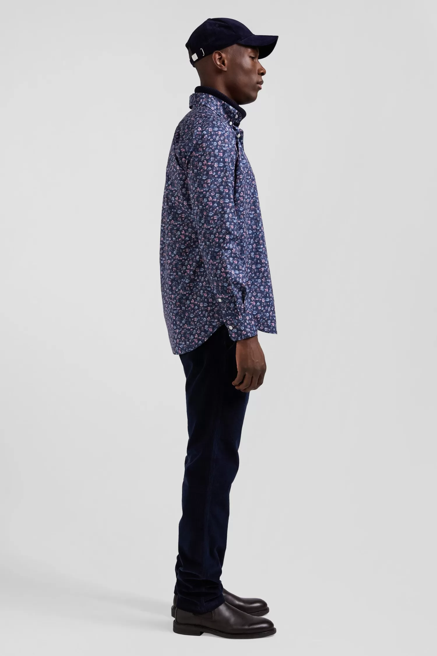 chemise_en_coton__microimprim_bleu_fonc_coupe_regular_3.webp Eden Park Chemise en coton à microimprimé bleu foncé coupe Regular< Shirts