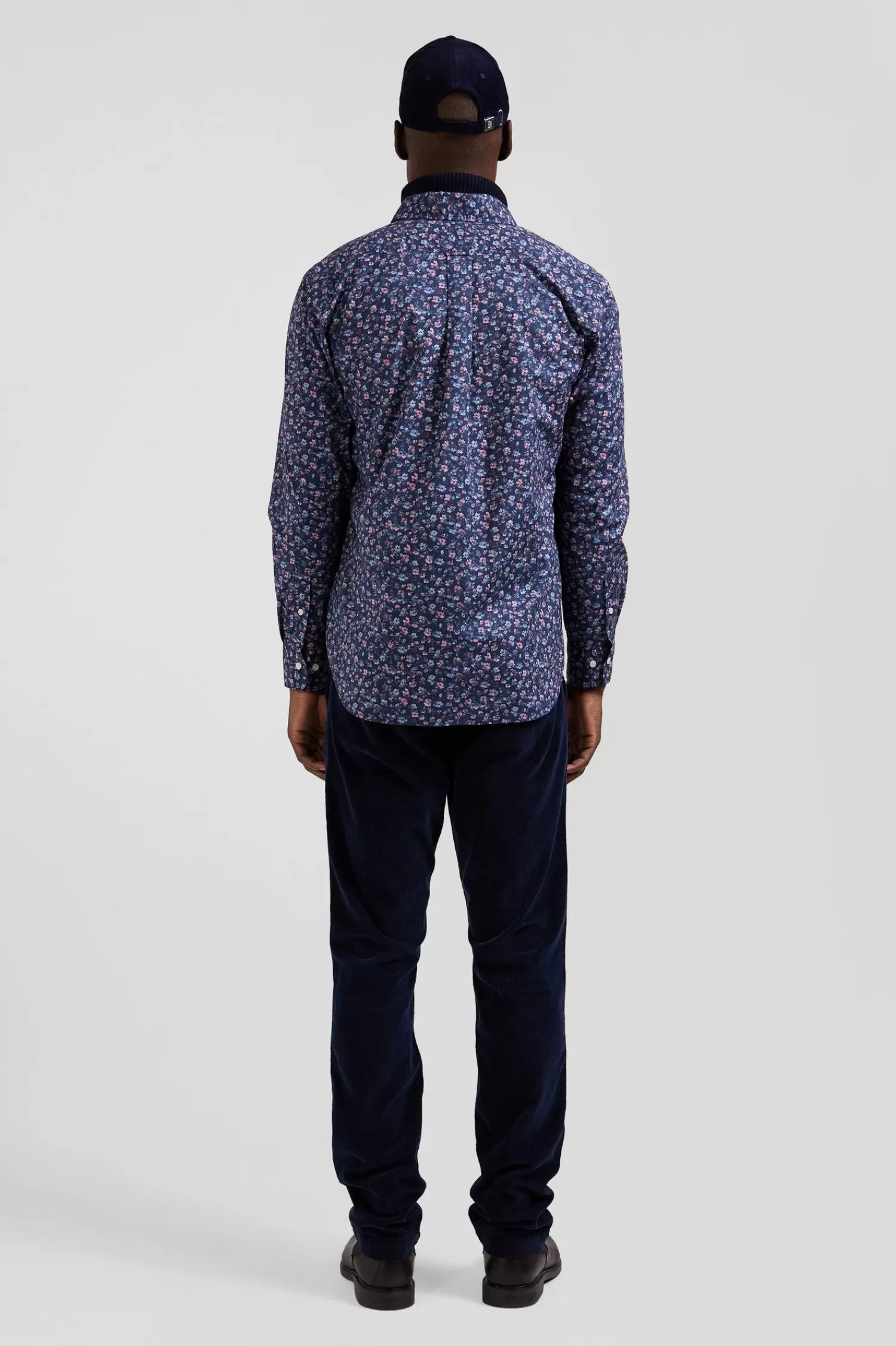 chemise_en_coton__microimprim_bleu_fonc_coupe_regular_4.webp Eden Park Chemise en coton à microimprimé bleu foncé coupe Regular< Shirts