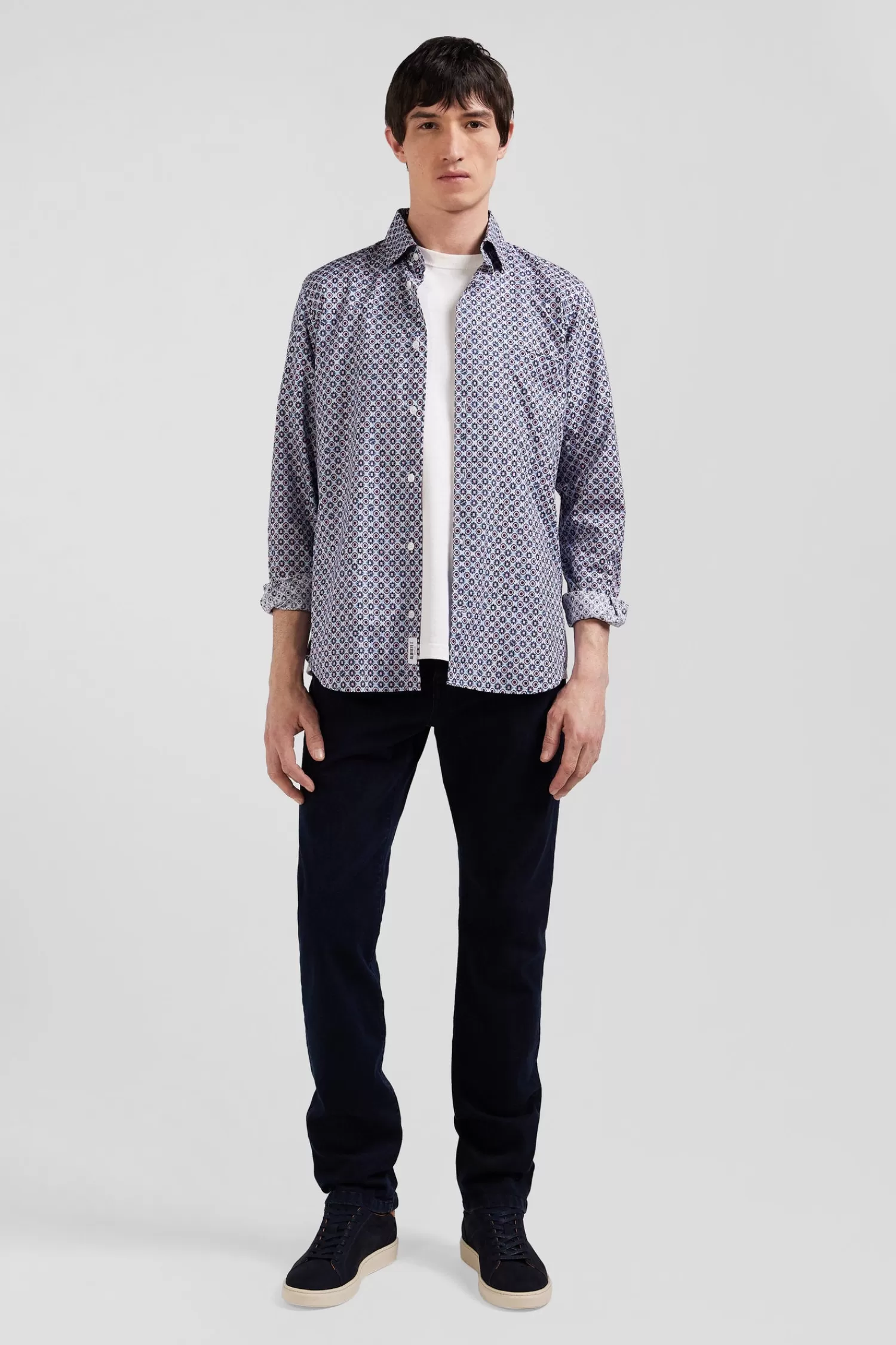 Eden Park Chemise en coton à micro-motifs ciel coupe Slim< Shirts
