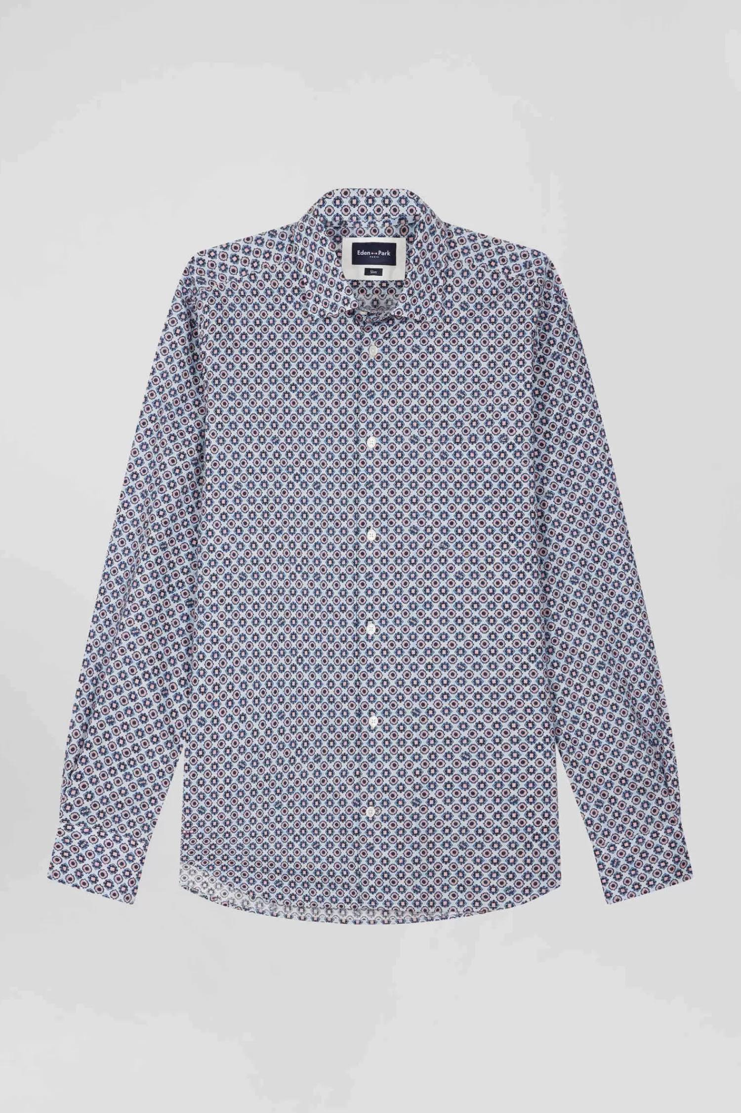 Eden Park Chemise en coton à micro-motifs ciel coupe Slim< Shirts