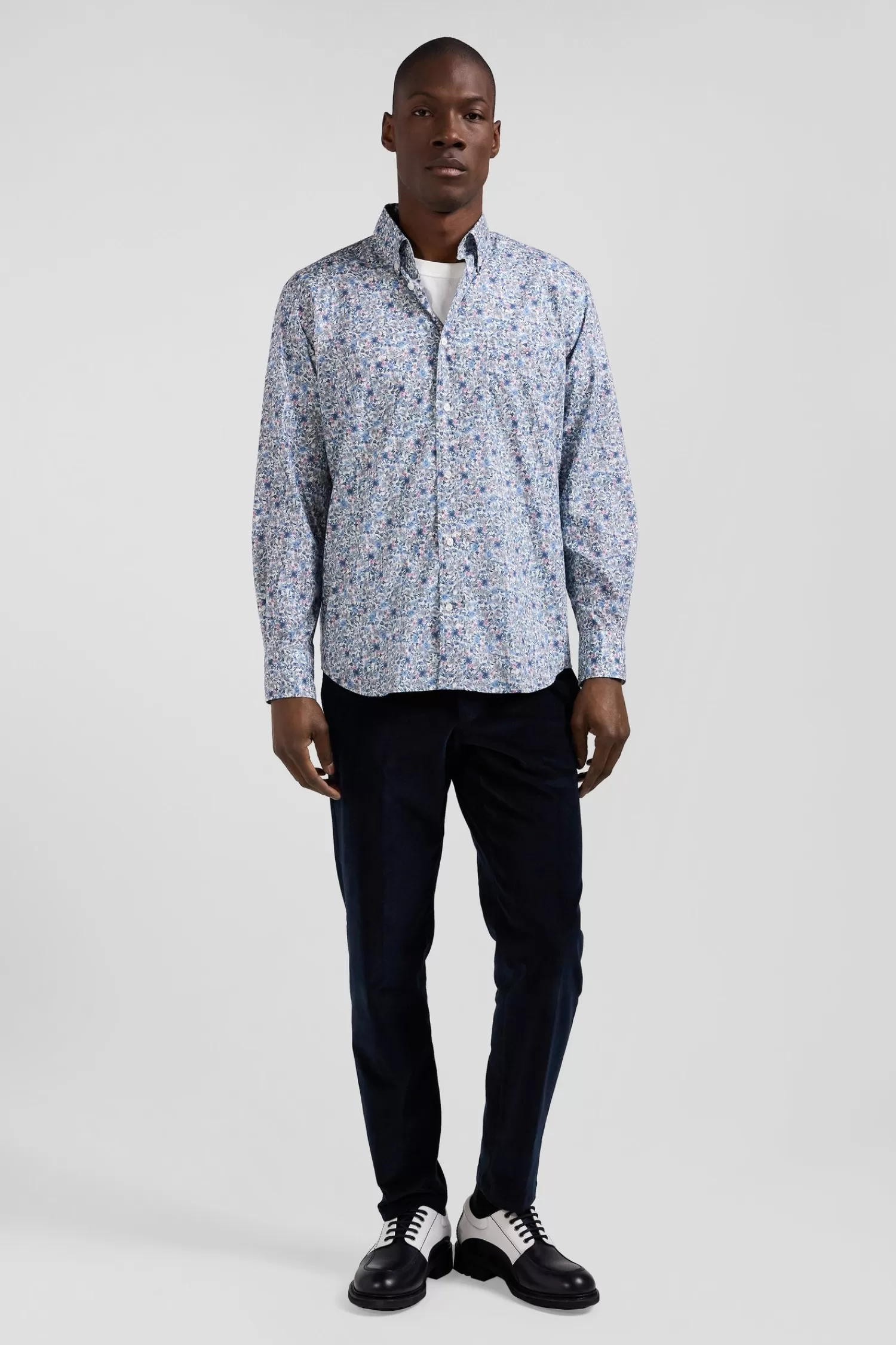 Eden Park Chemise en popeline de coton ciel microimprimé floral coupe Regular< Shirts