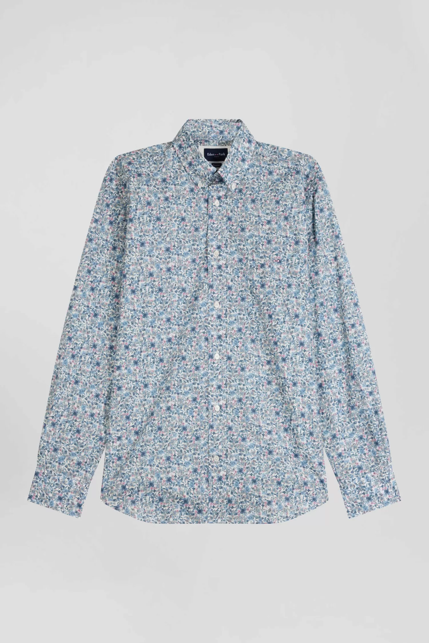 Eden Park Chemise en popeline de coton ciel microimprimé floral coupe Regular< Shirts