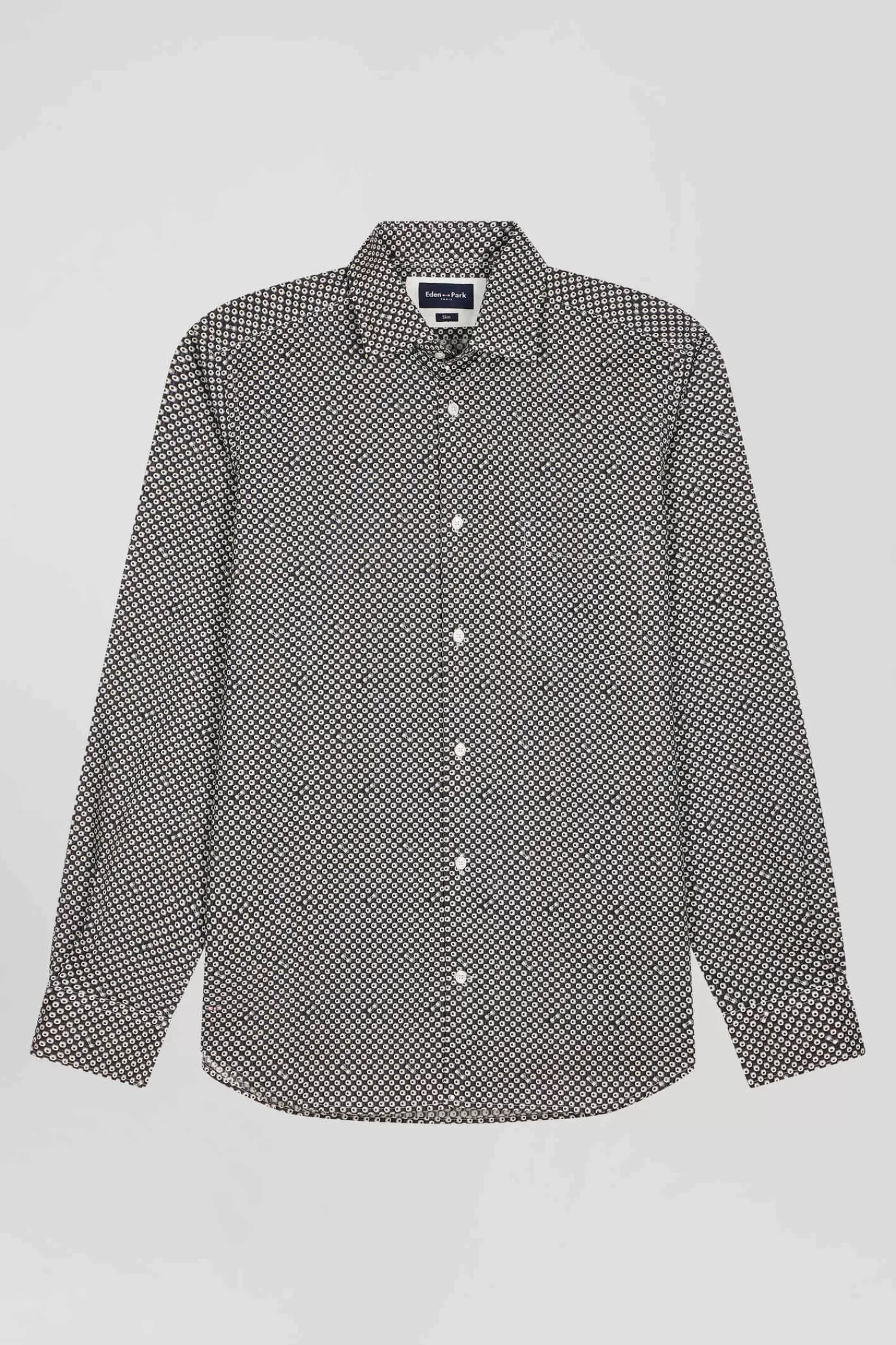 Eden Park Chemise en popeline de coton grise imprimé graphique coupe Slim< Shirts
