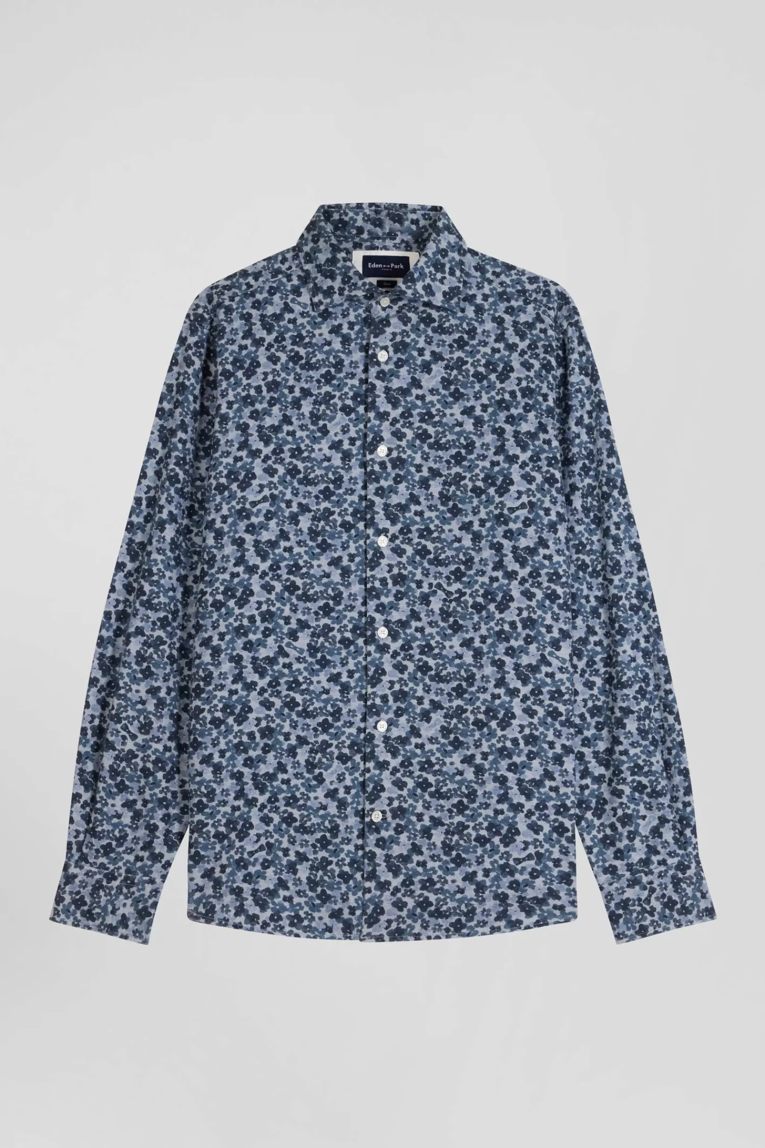 Eden Park Chemise en popeline de coton grise microimprimé fleurs coupe Slim< Shirts