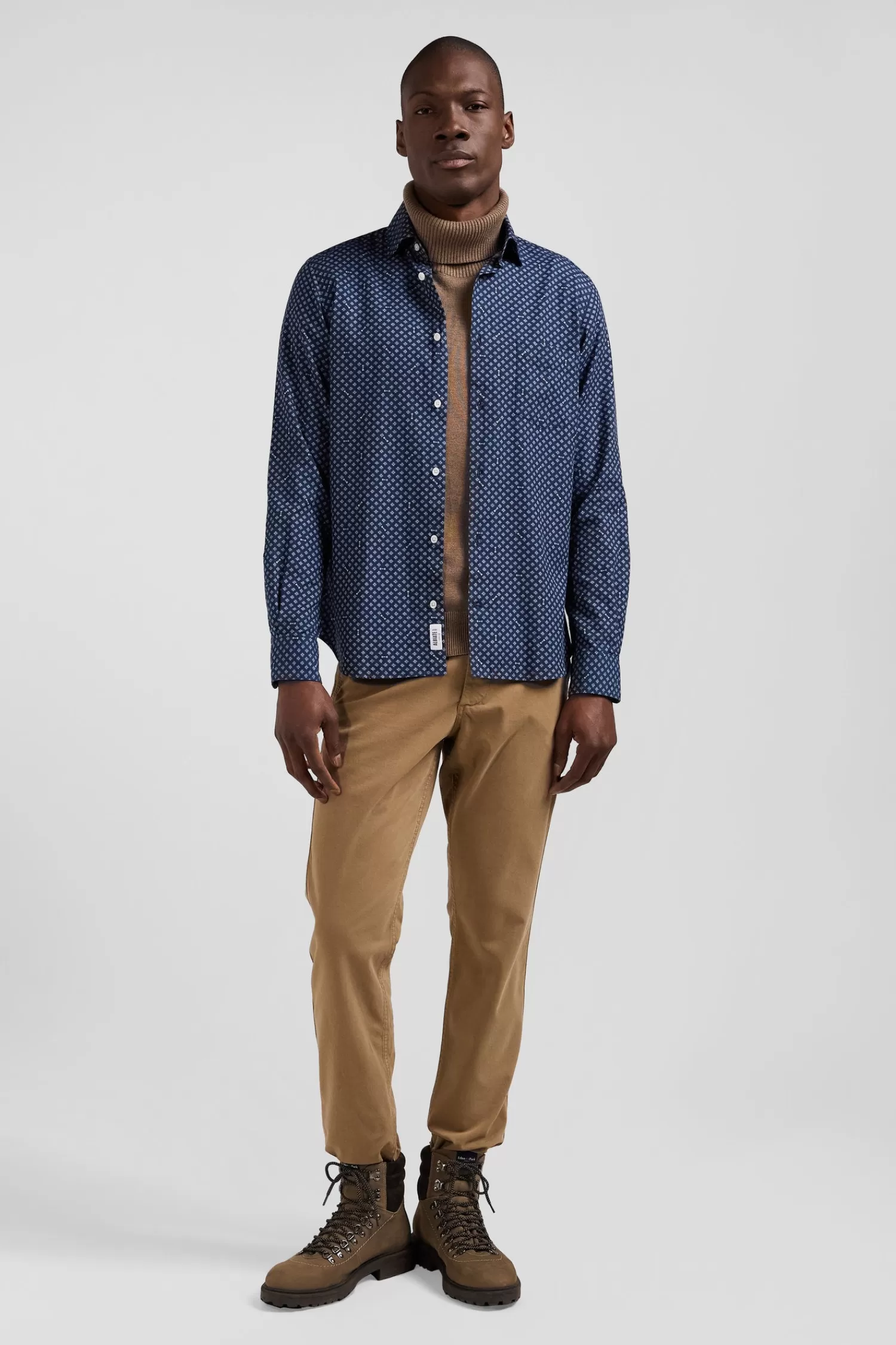 Eden Park Chemise en popeline de coton indigo imprimé graphique coupe Slim< Shirts