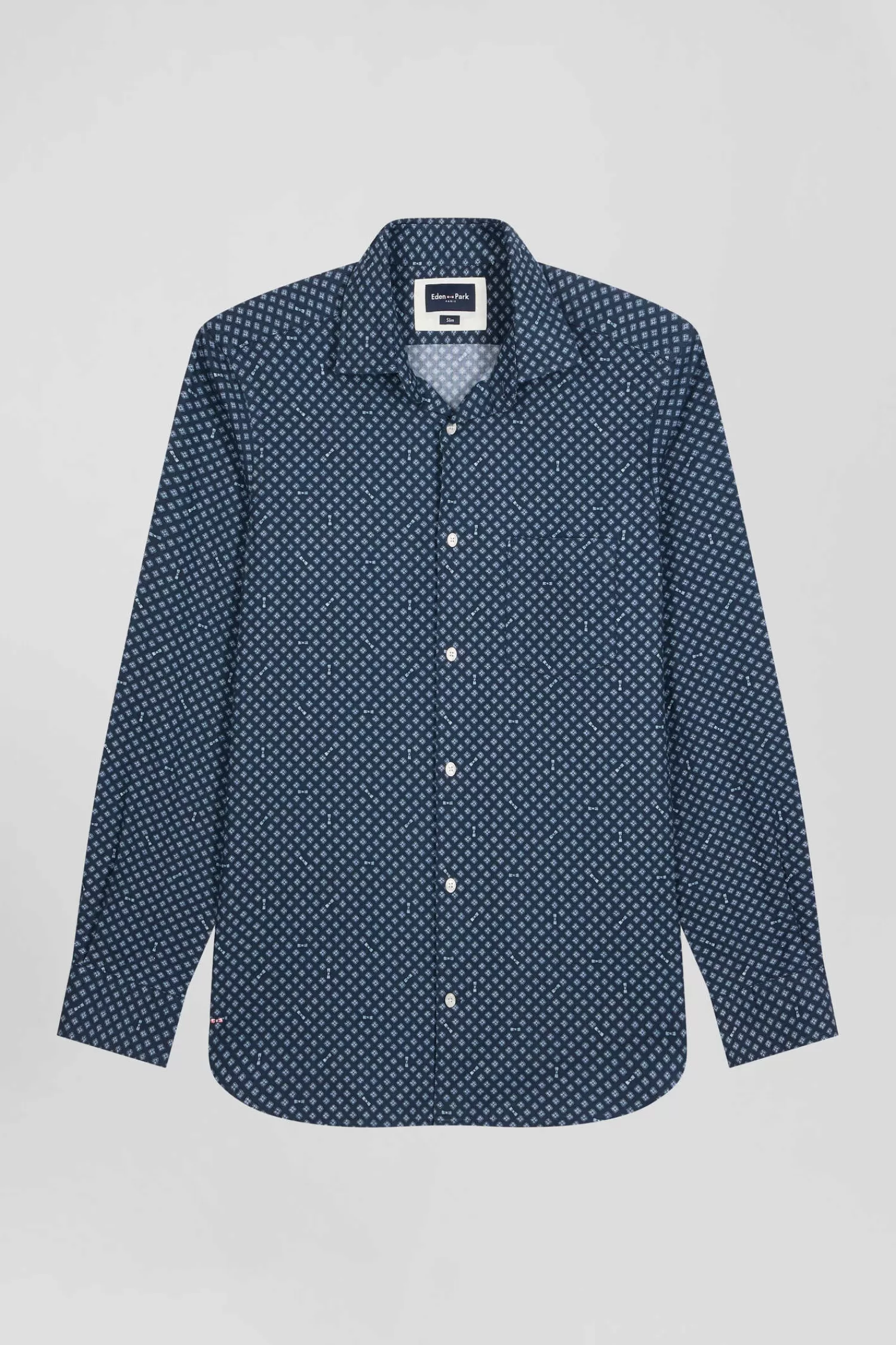 Eden Park Chemise en popeline de coton indigo imprimé graphique coupe Slim< Shirts