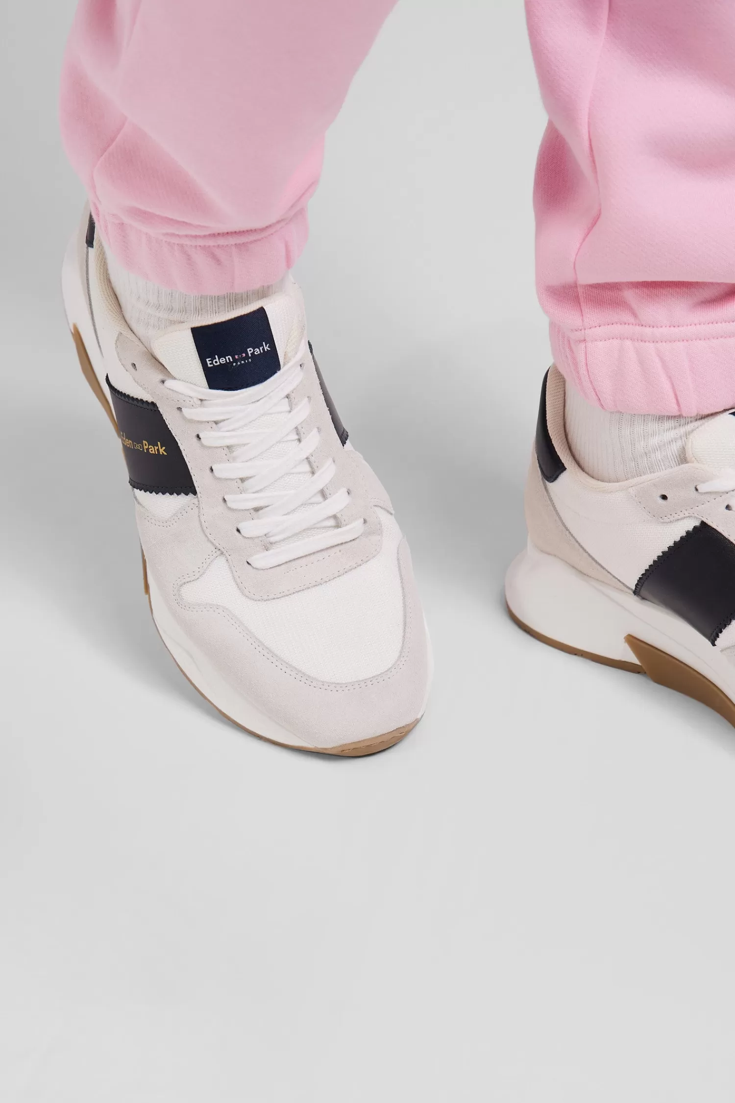 Eden Park Chunky sole beige and navy blue leather sneakers< Sneakers