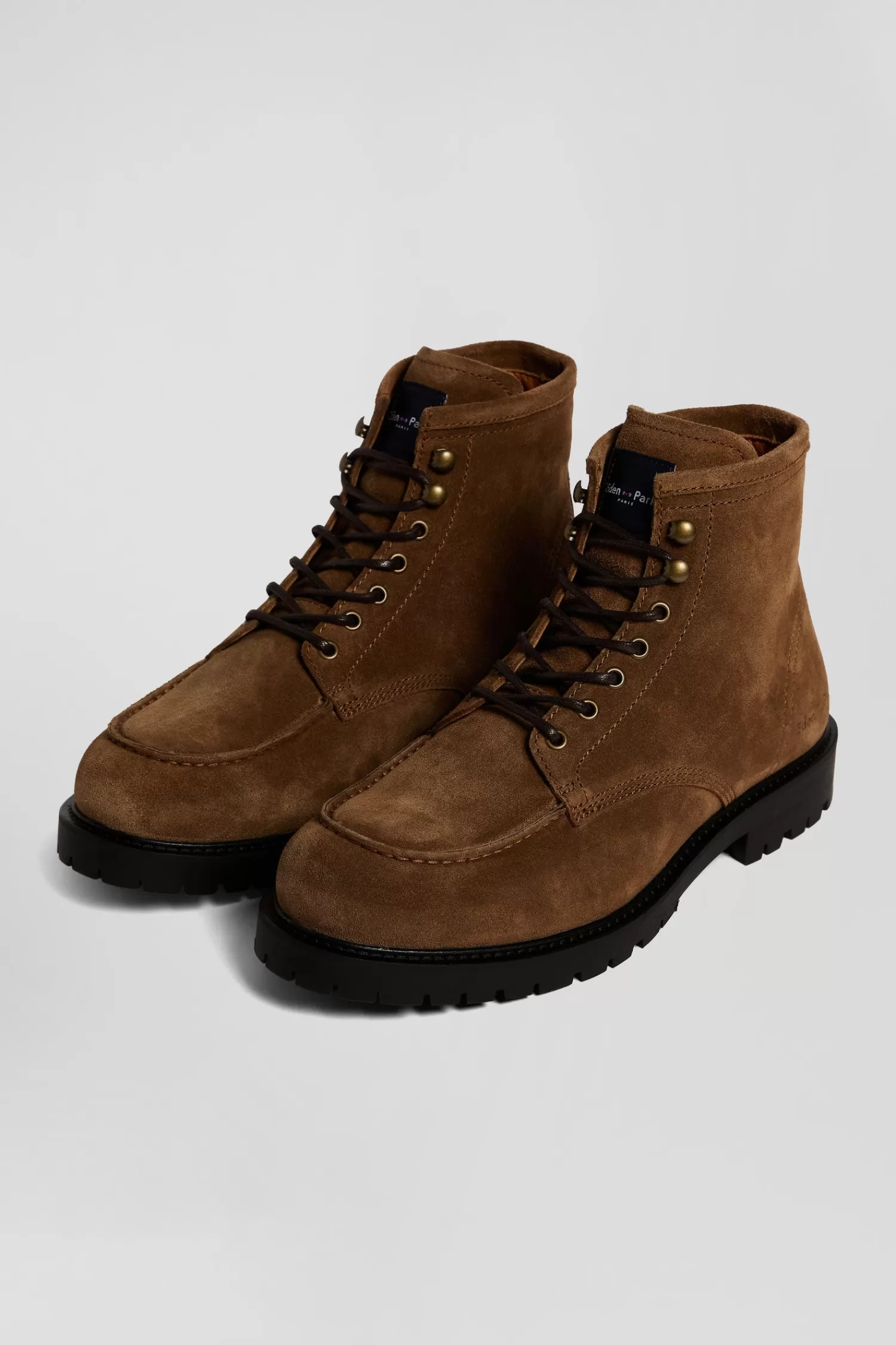 Eden Park Chunky sole brown leather boots< Boots