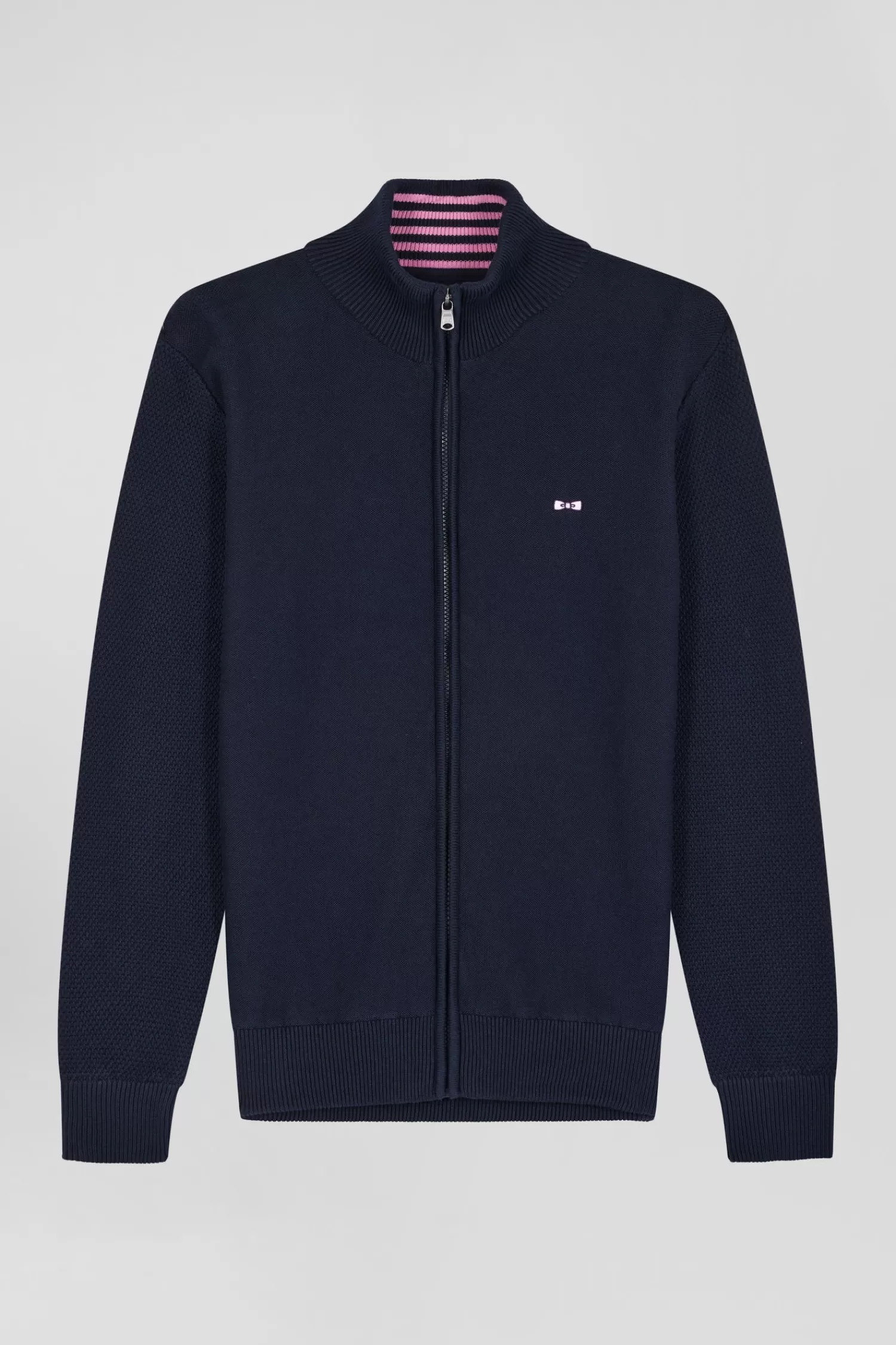 Eden Park Cotton cardigan with navy blue back embroidery< Cardigans