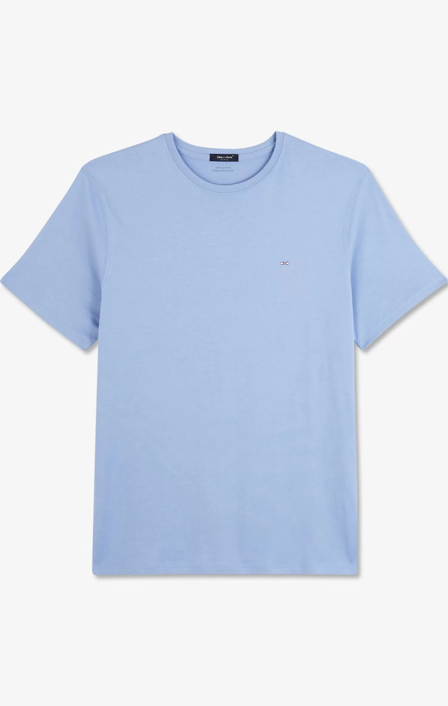 Eden Park Crew neck light blue pima cotton t-shirt< T-shirts