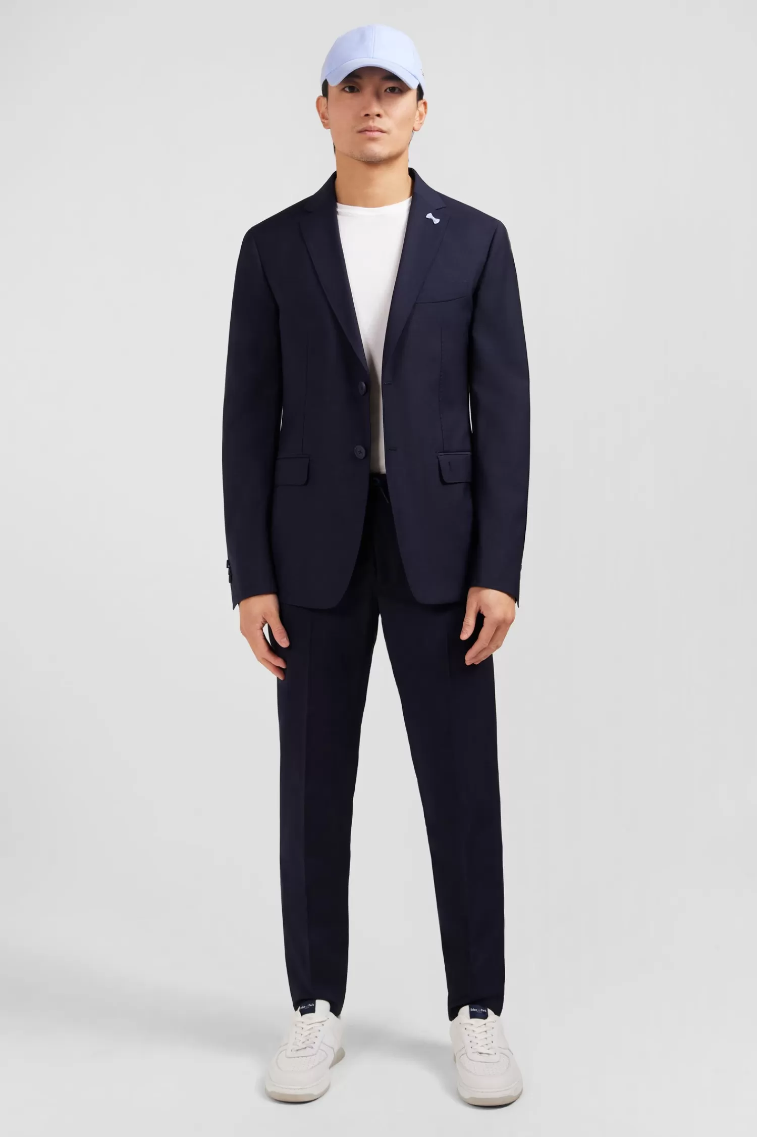 Eden Park Dark blue blazer with embossed bow detail< Jackets And Suits