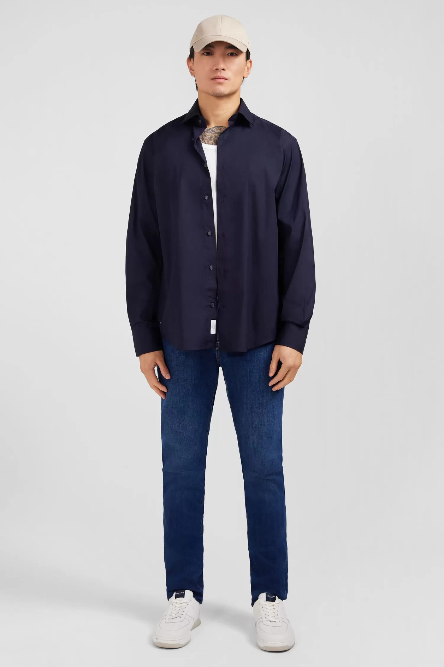 Eden Park Dark blue shirt in stretch cotton< Shirts