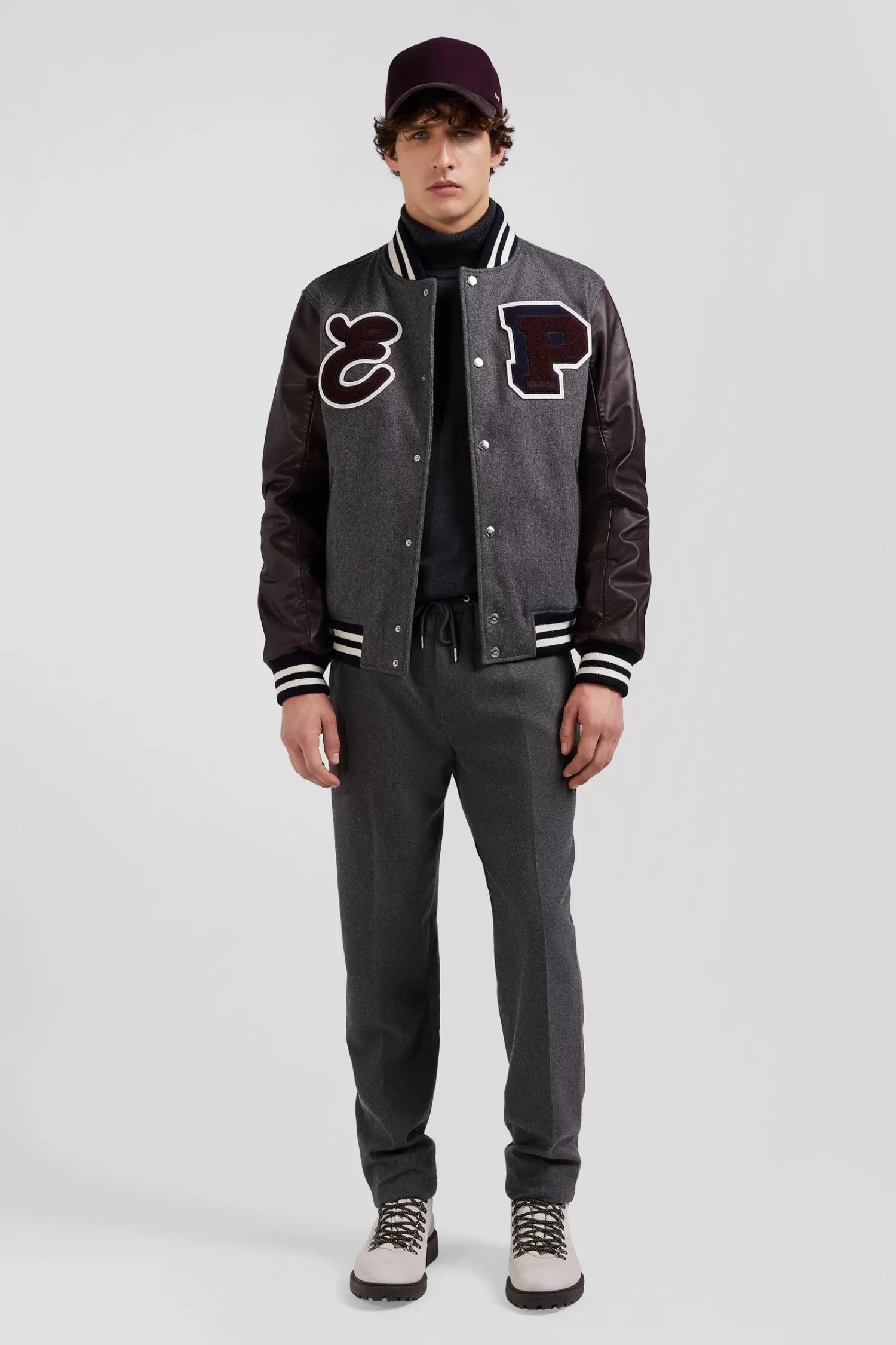 Eden Park Dark grey Teddy leather jacket< Coats And Jackets