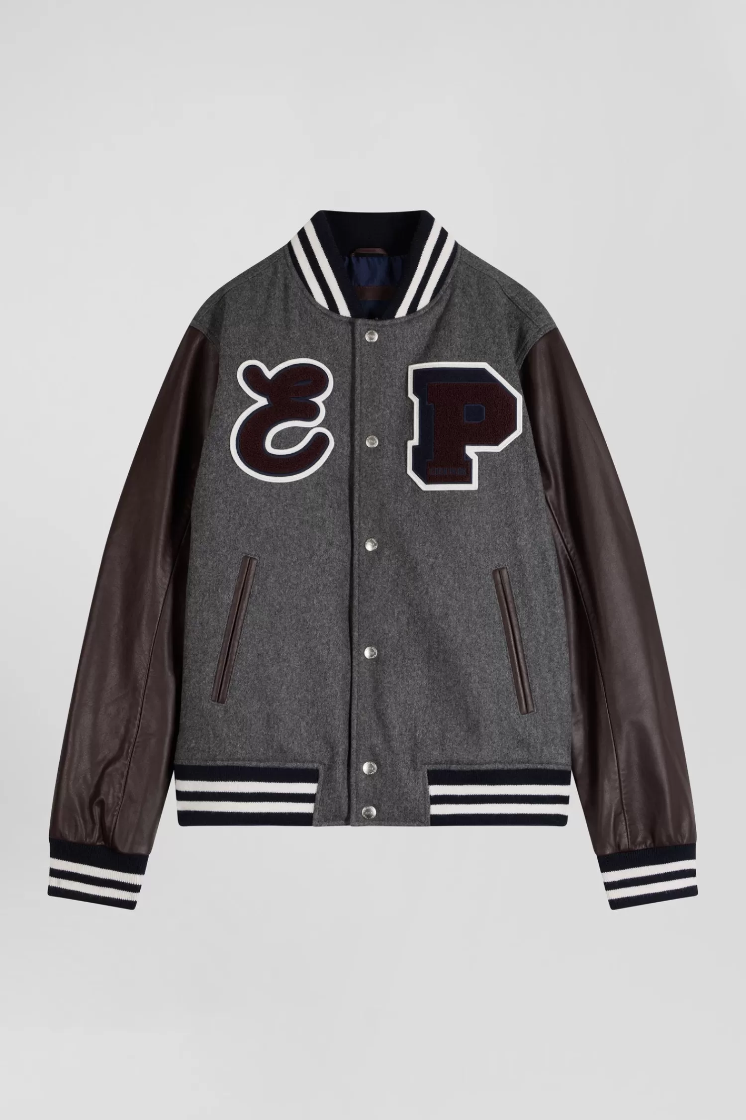 Eden Park Dark grey Teddy leather jacket< Coats And Jackets