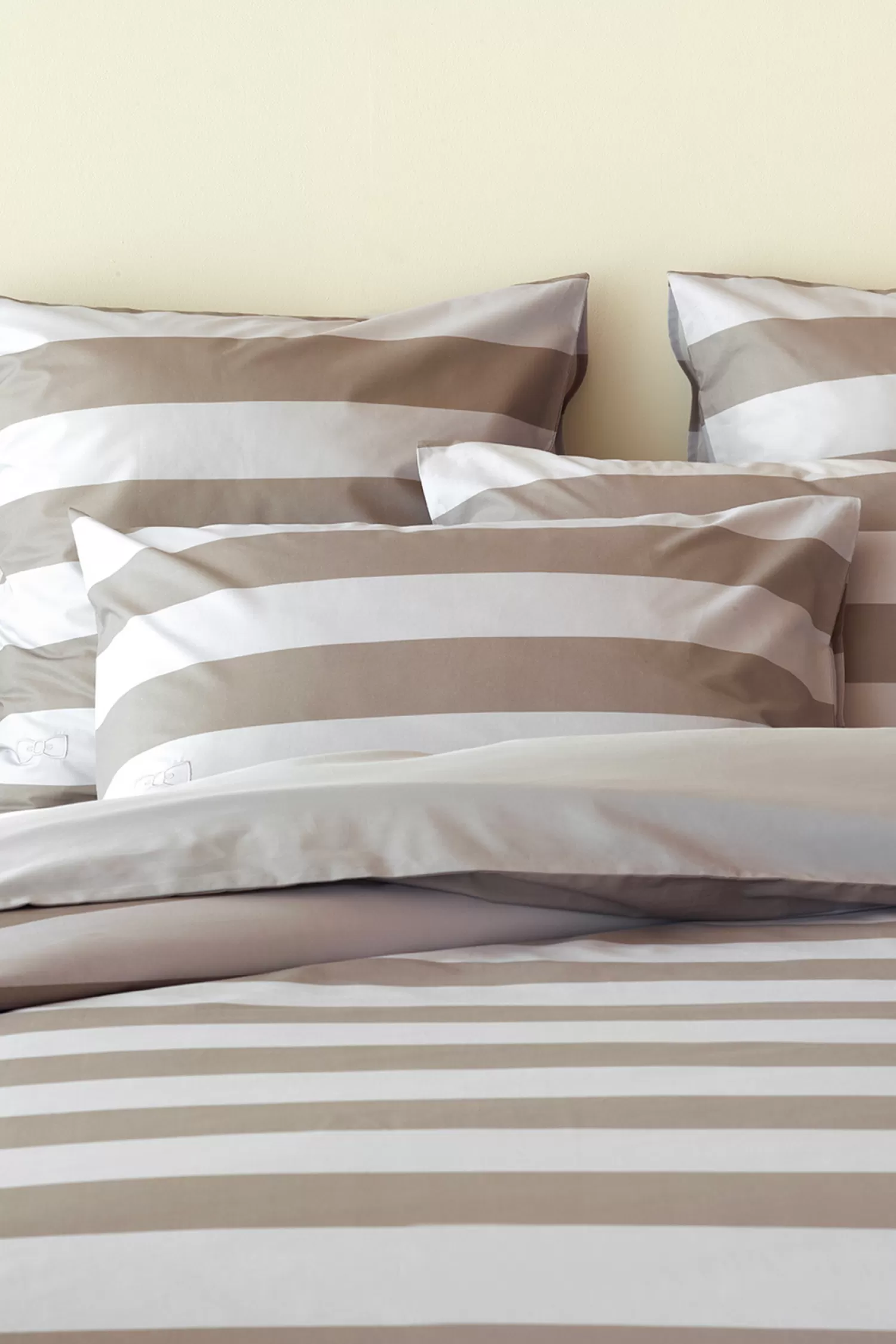 Eden Park Duo of rectangular striped pillow case - beige< Pillowcases