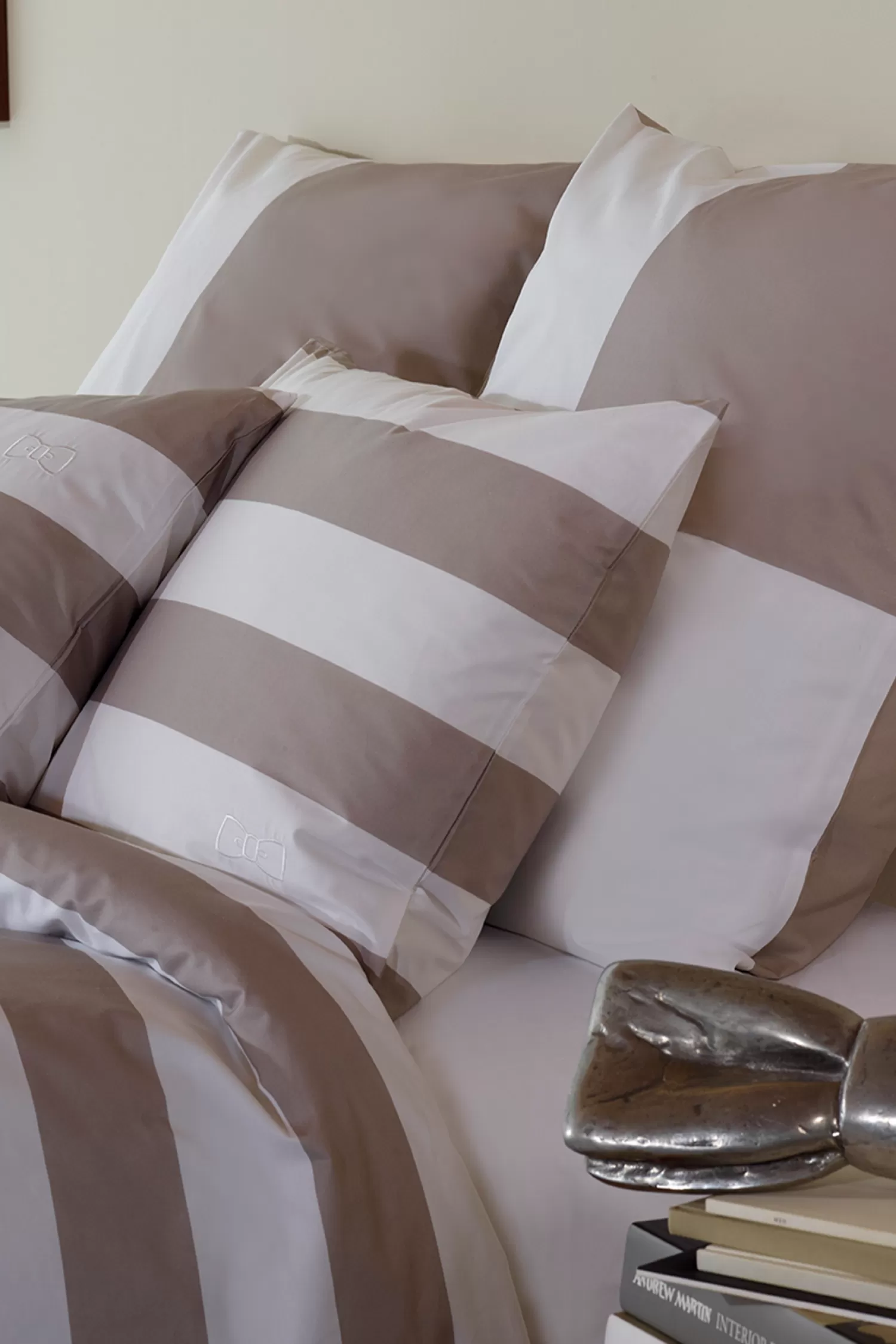 Eden Park Duo of rectangular striped pillow case - grey< Pillowcases