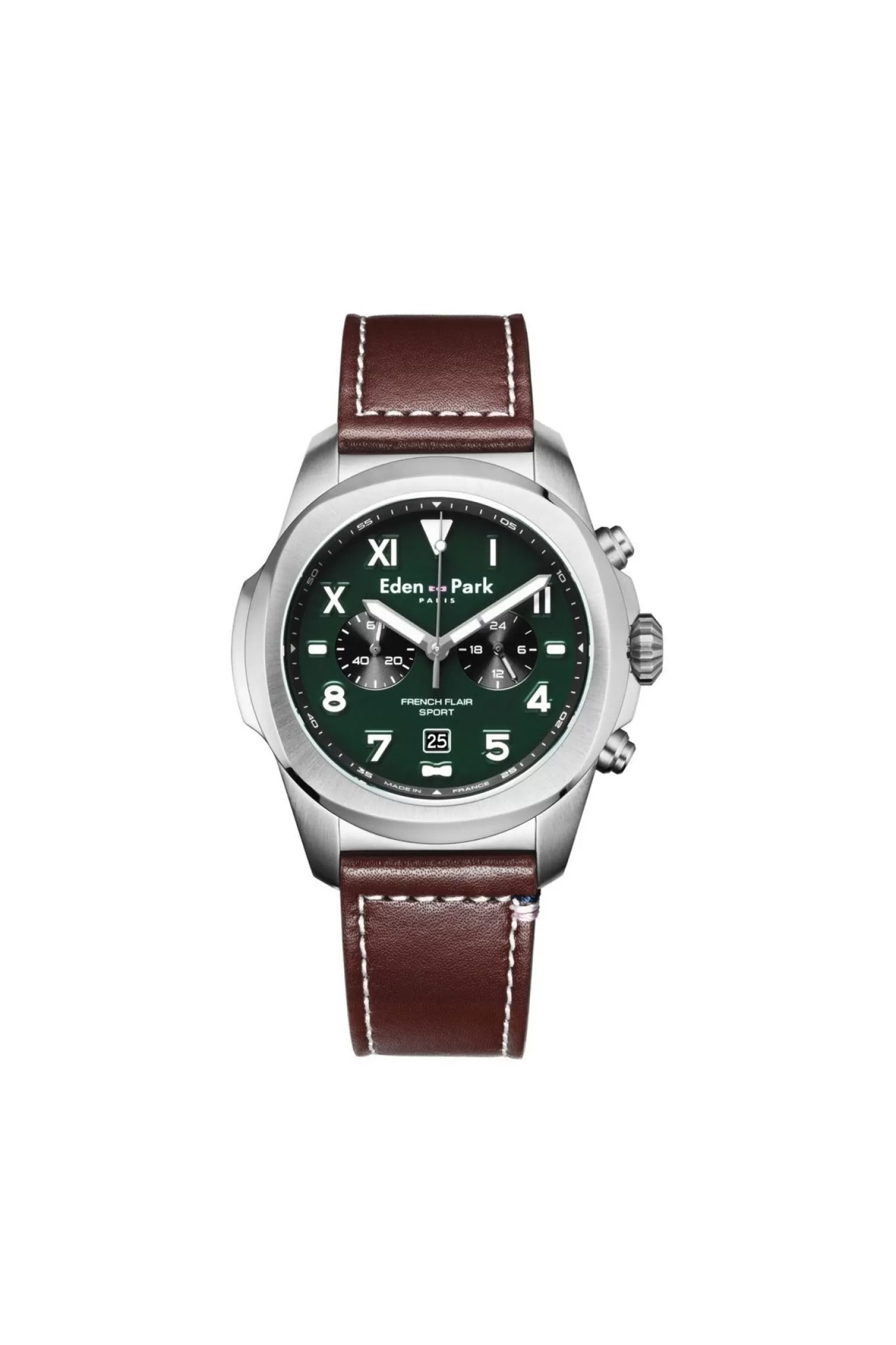 Eden Park Green leather chronograph quartz watch< Watches