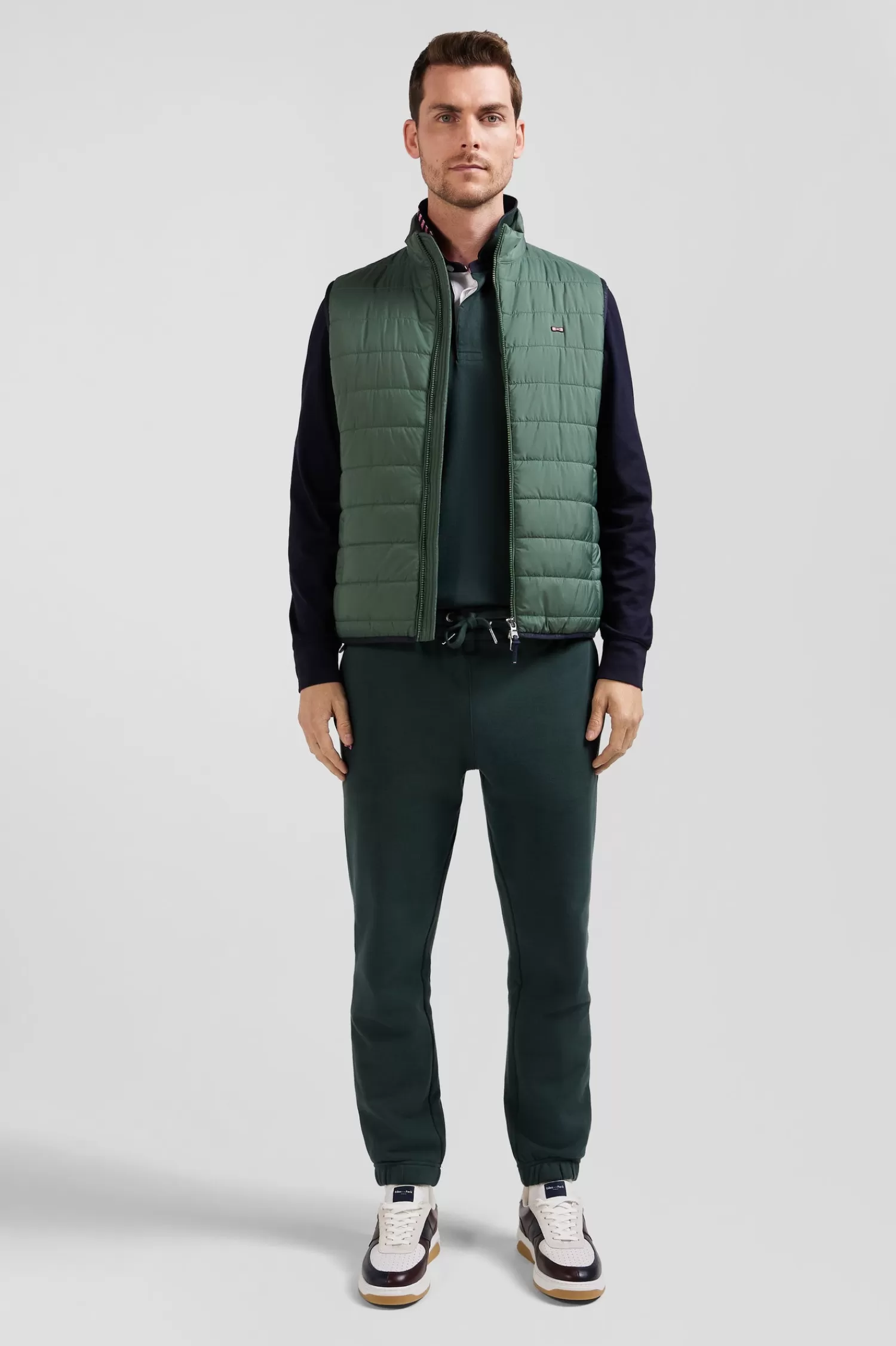 Eden Park Green quilted sleeveless high collar down vest< Coats And Jackets
