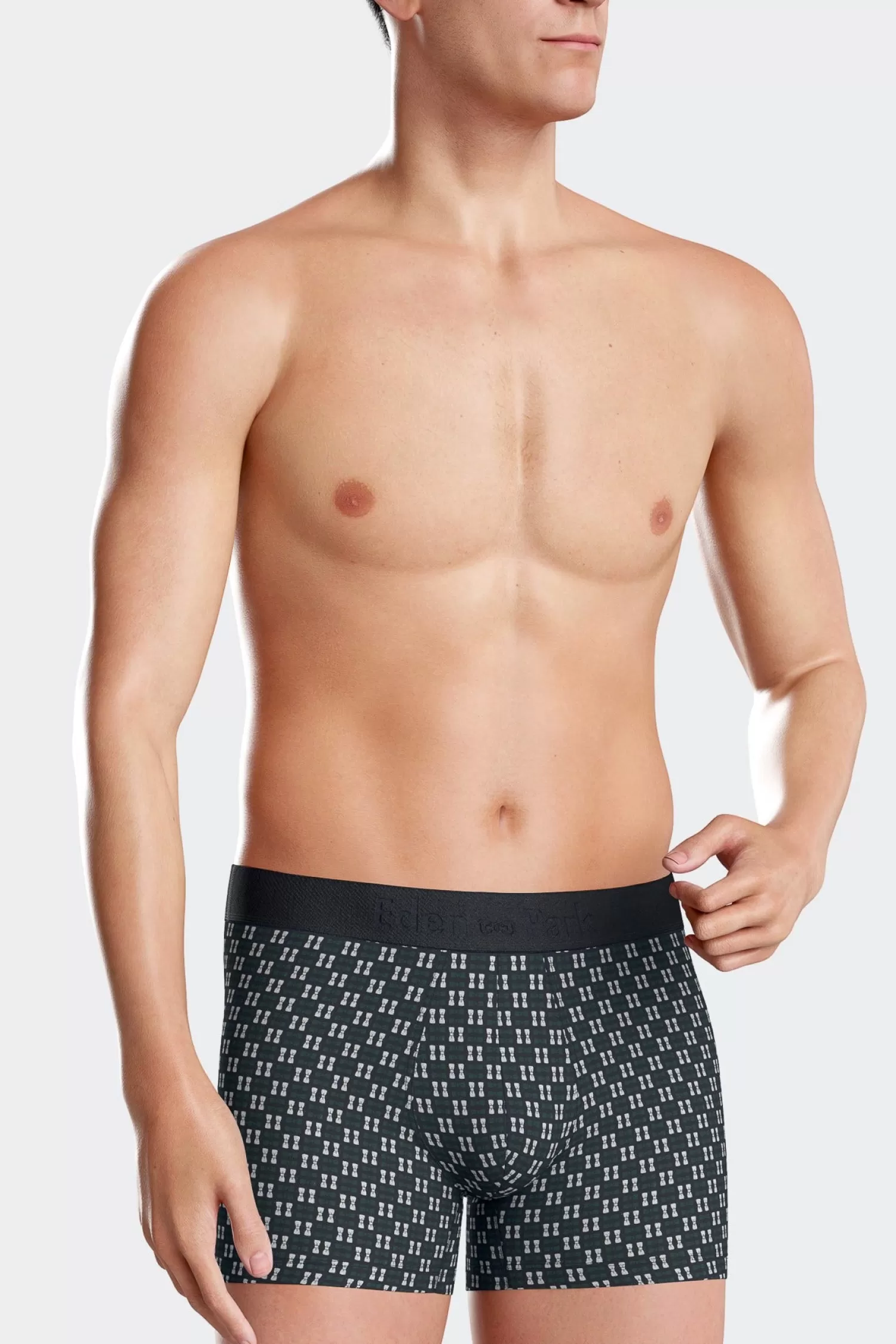 Eden Park Green stretch cotton boxers with micro patterns< Underwear