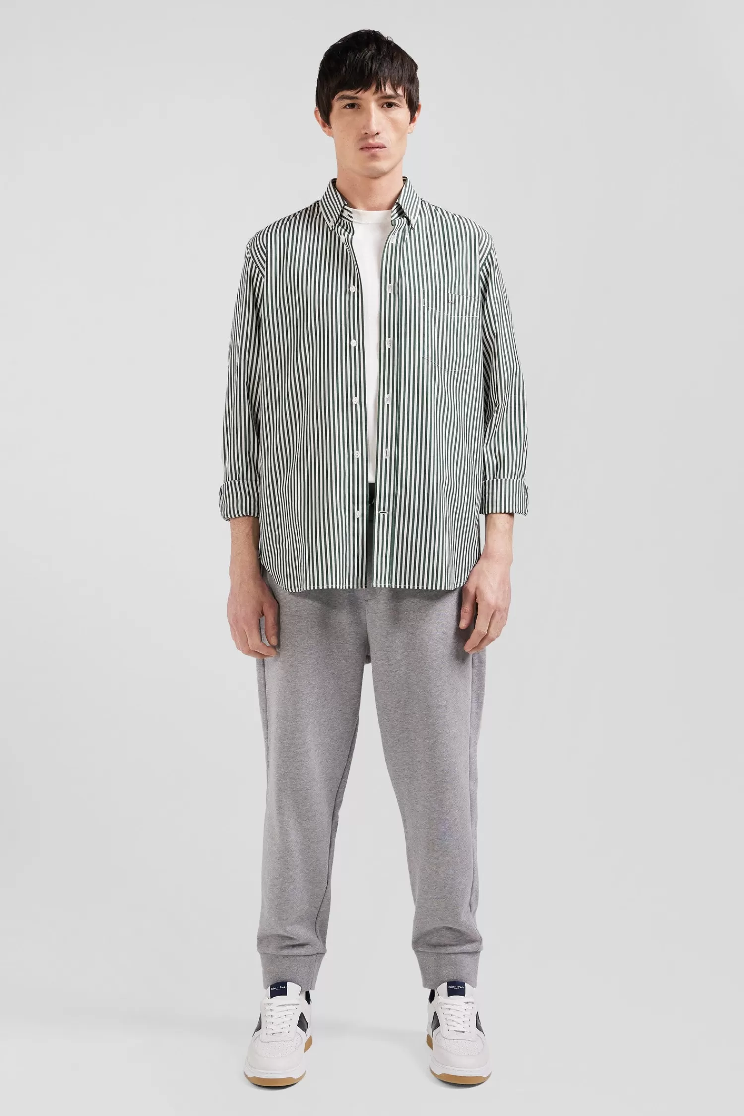 Eden Park Green striped cotton poplin shirt Regular fit< Shirts