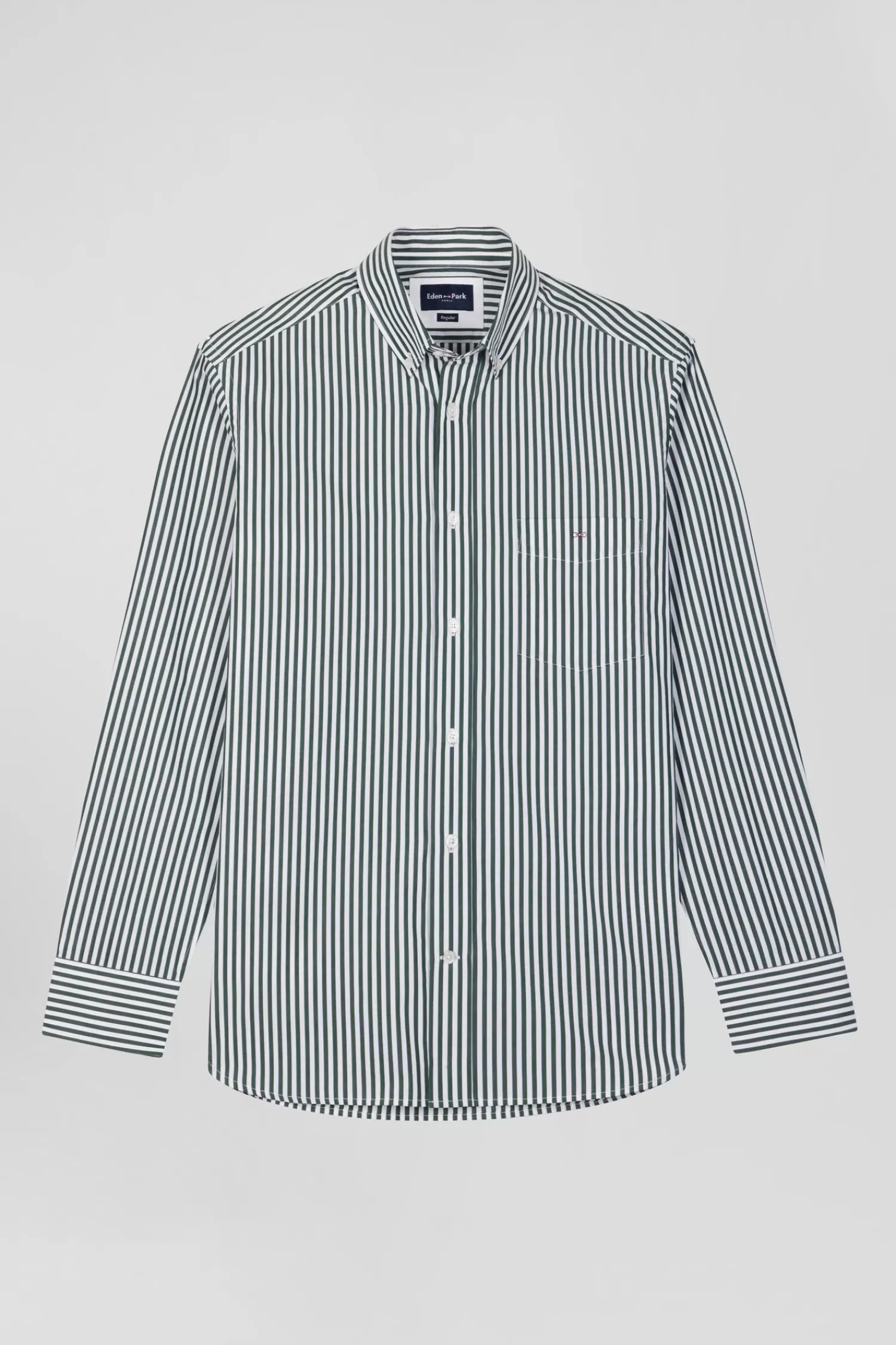 Eden Park Green striped cotton poplin shirt Regular fit< Shirts