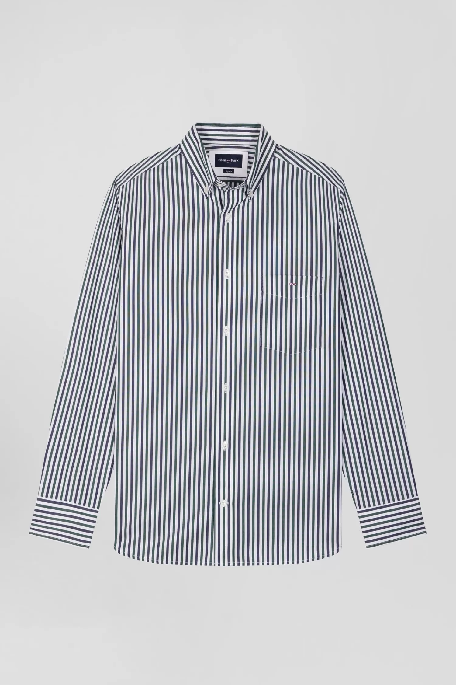 Eden Park Green striped cotton poplin shirt Regular fit< Shirts
