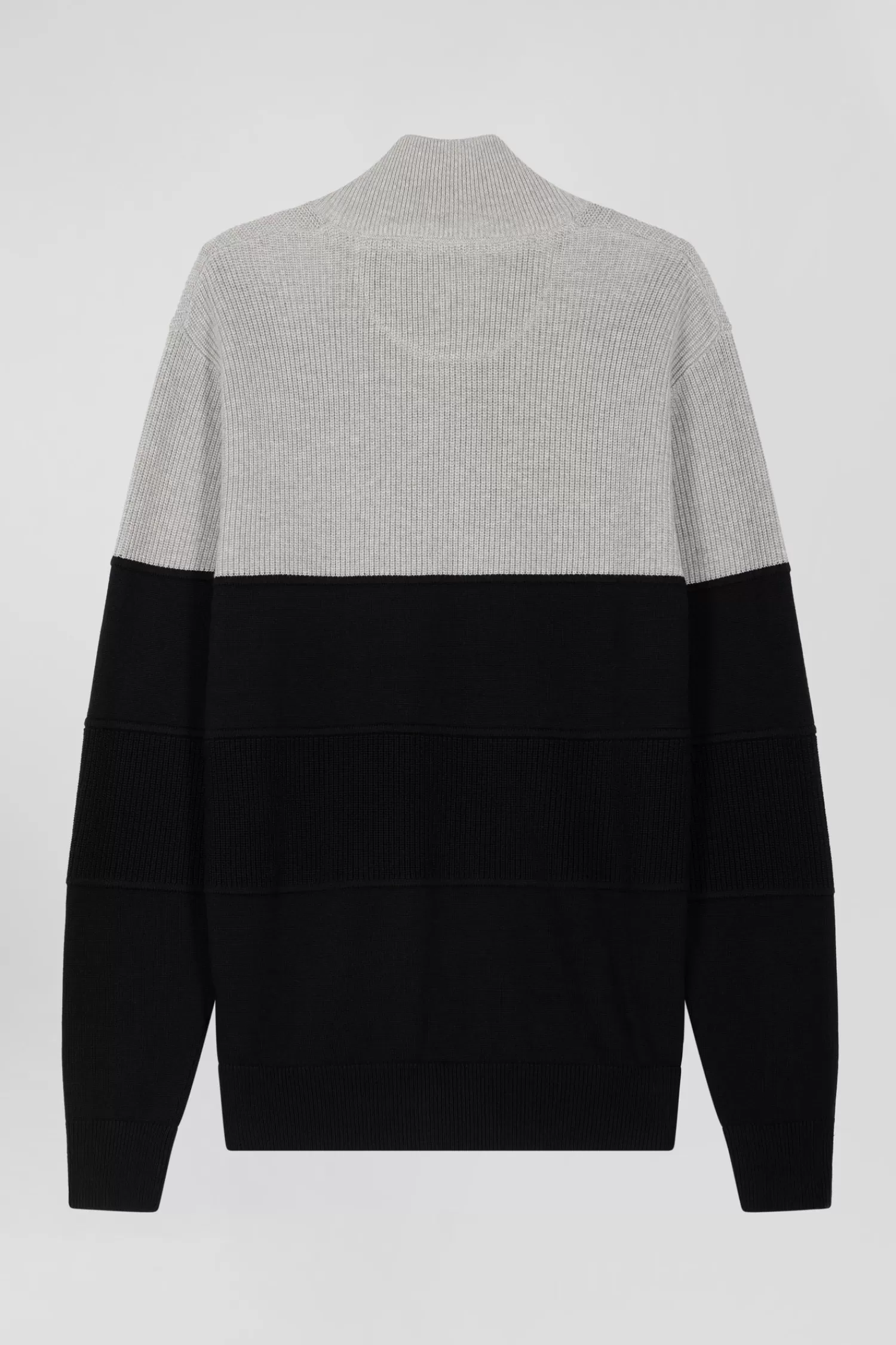 grey_cotton_halfzip_jumper_with_knit_details_regular_fit_4-1.webp Eden Park Grey cotton half-zip jumper with knit details Regular fit< Sweaters