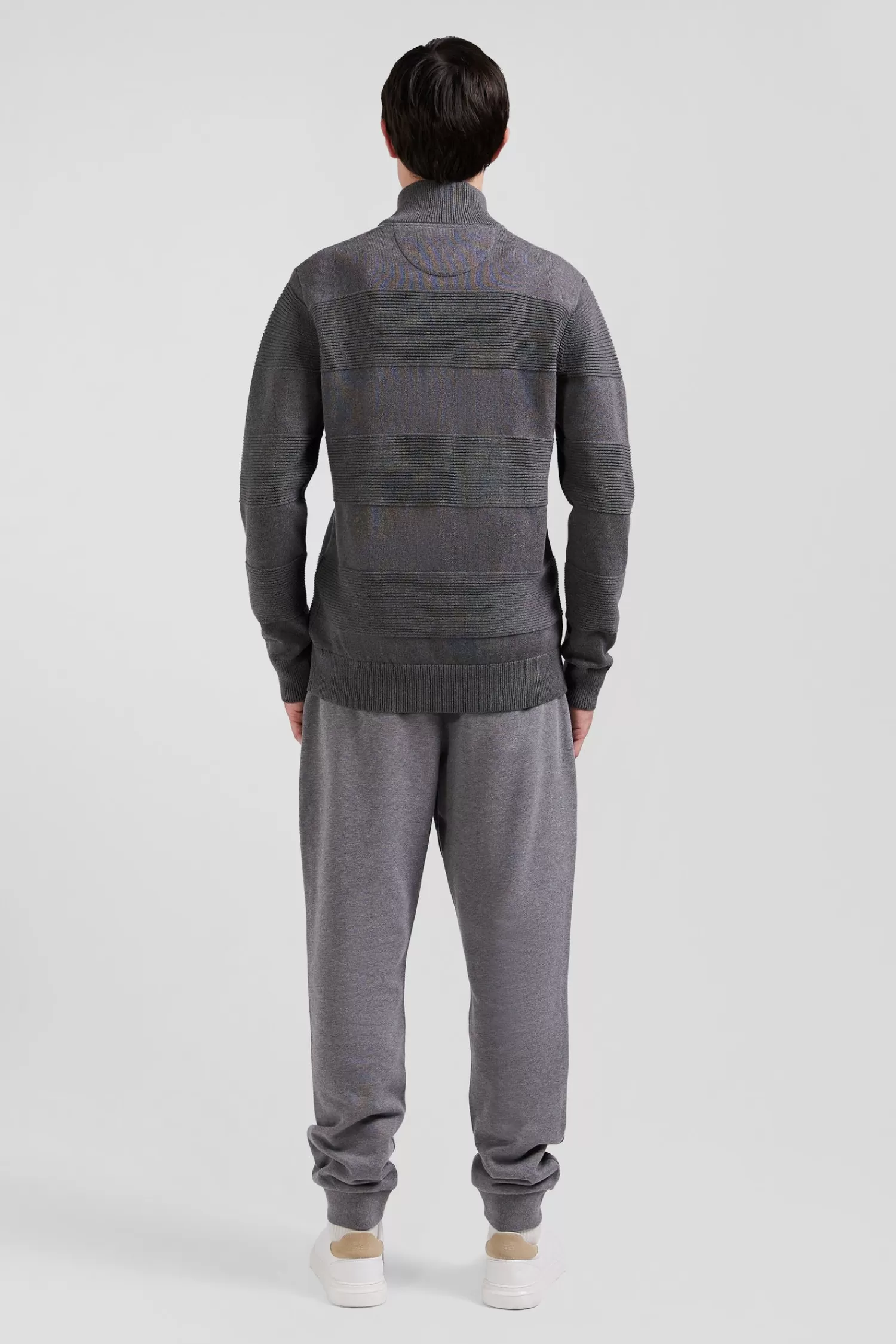 grey_cotton_halfzip_jumper_with_knit_details_regular_fit_5.webp Eden Park Grey cotton half-zip jumper with knit details Regular fit< Sweaters