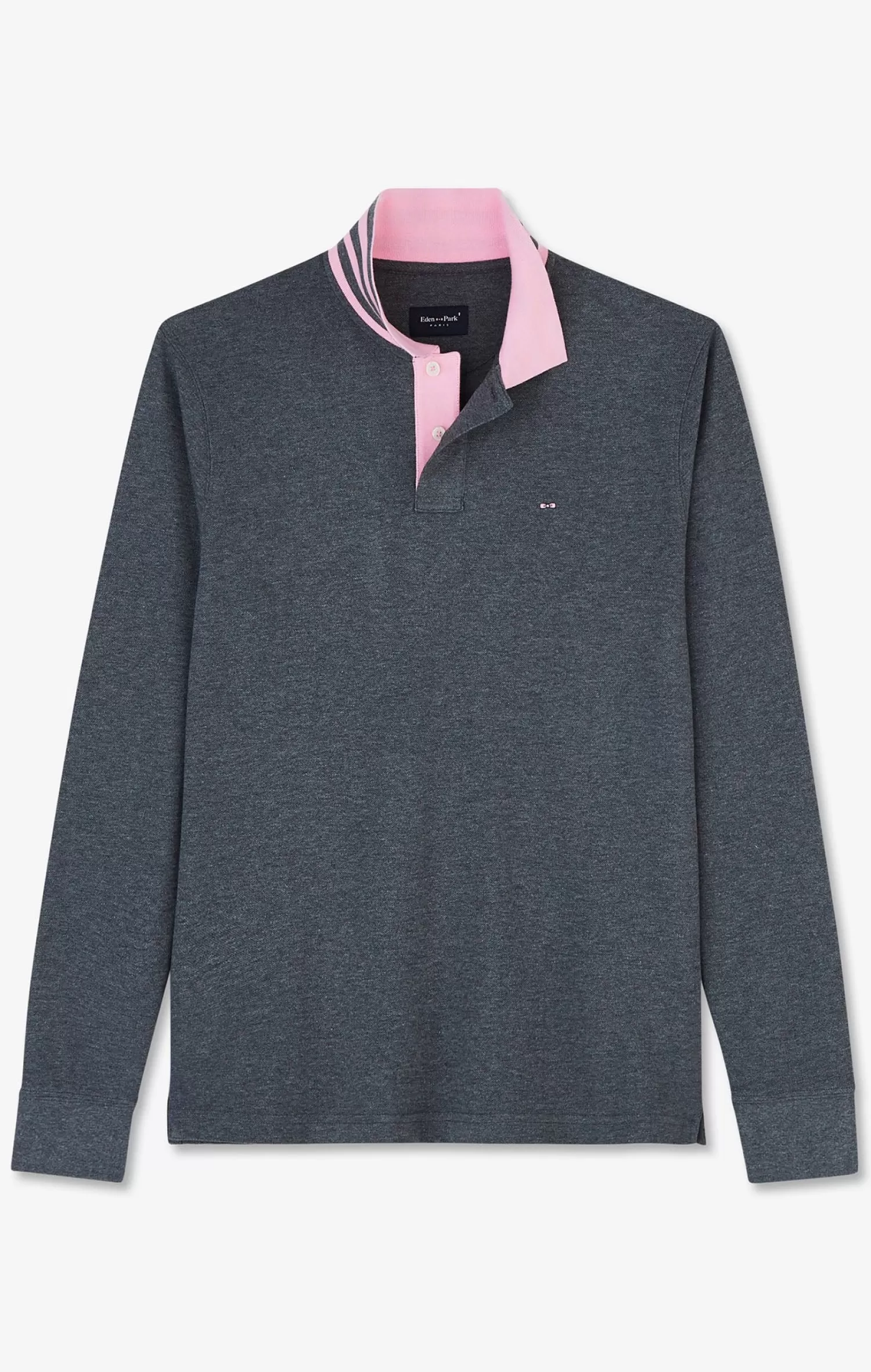 Eden Park Grey cotton polo with contrasting neck< Polos