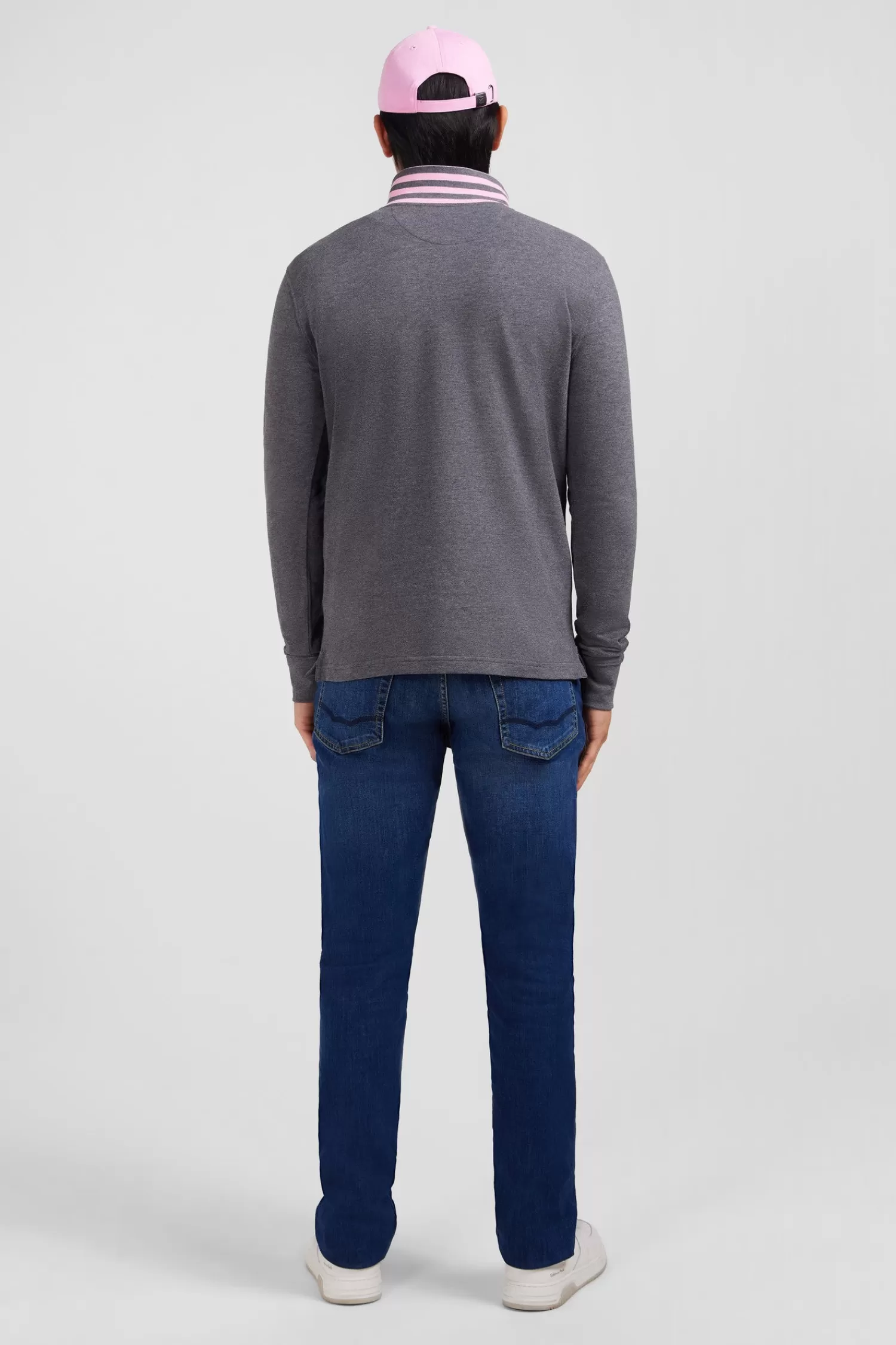 grey_cotton_polo_with_contrasting_neck_2.webp Eden Park Grey cotton polo with contrasting neck< Polos