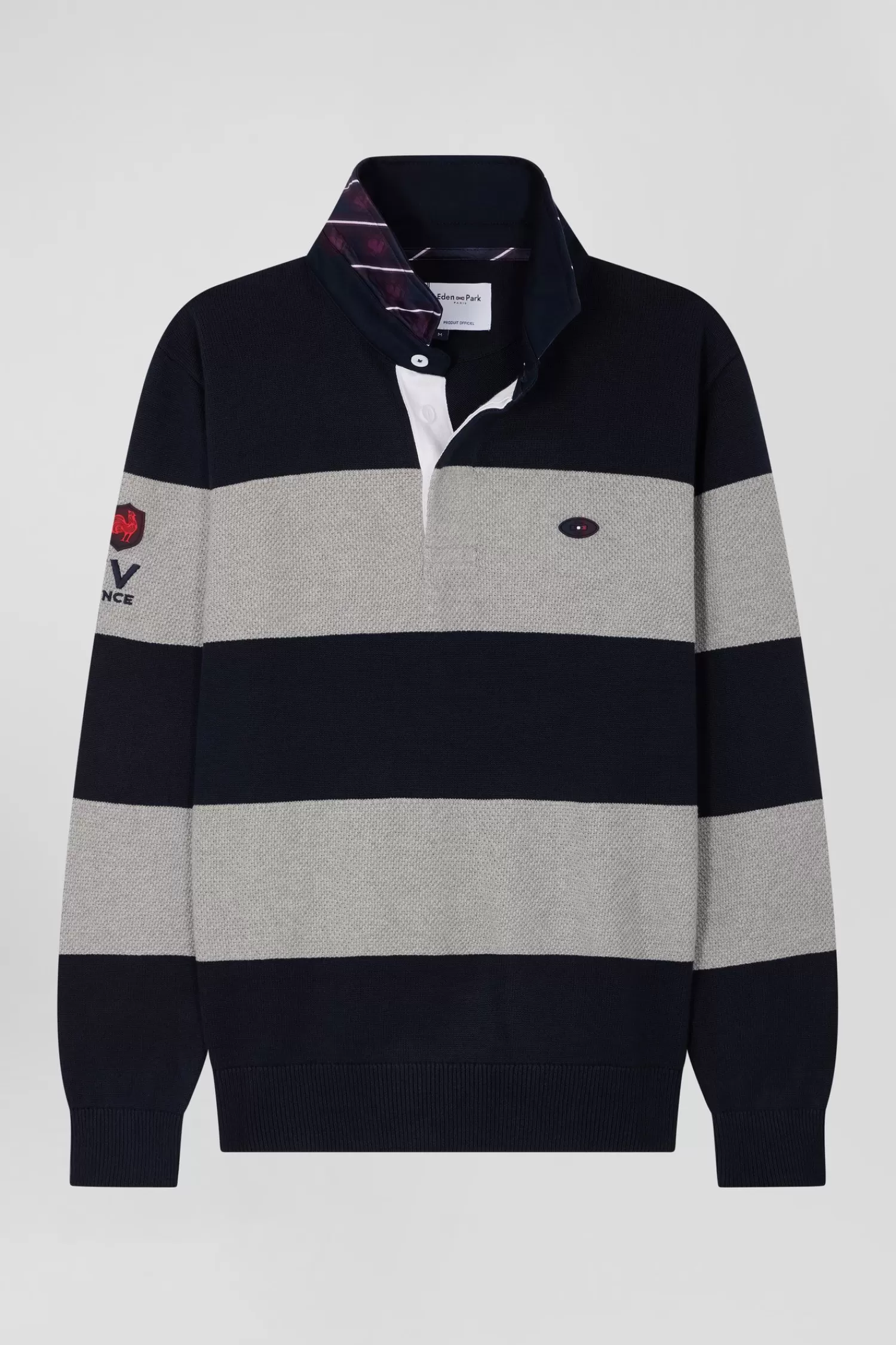 Eden Park Grey cotton V-neck jumper regular fit< Sweaters