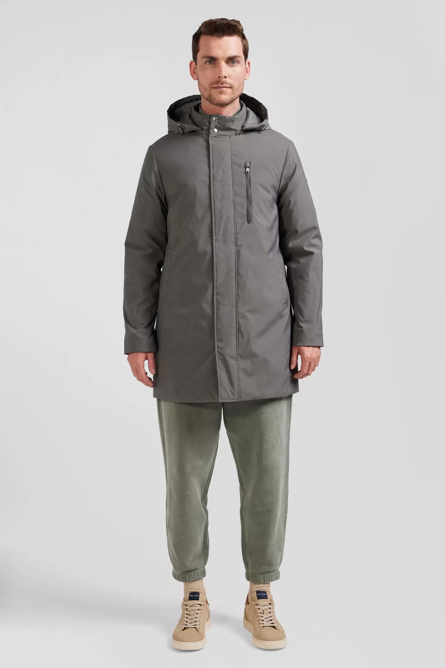 Eden Park Grey hooded parka< Coats And Jackets