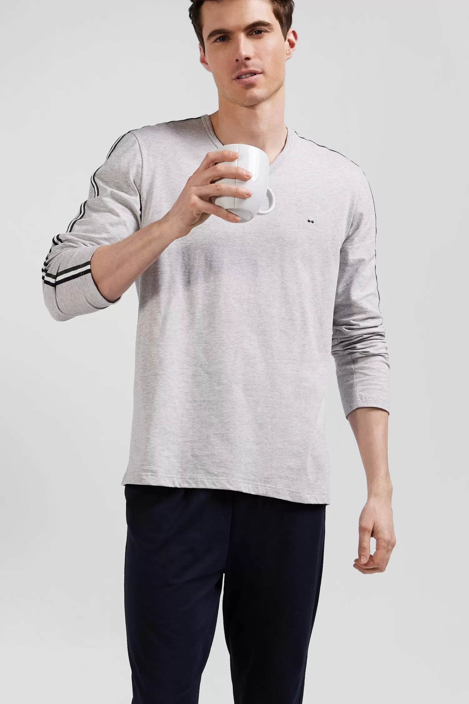 Eden Park Grey long cotton pajamas< Pajamas