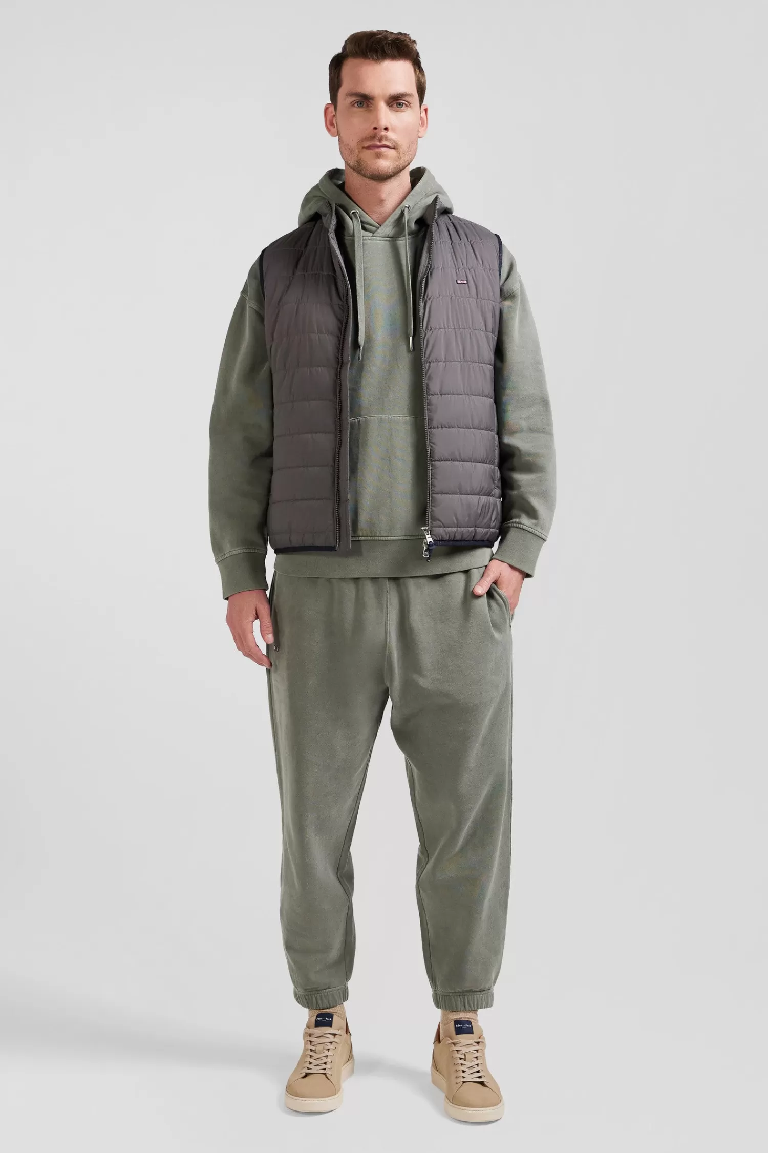 Eden Park Grey quilted sleeveless high collar down vest< Coats And Jackets