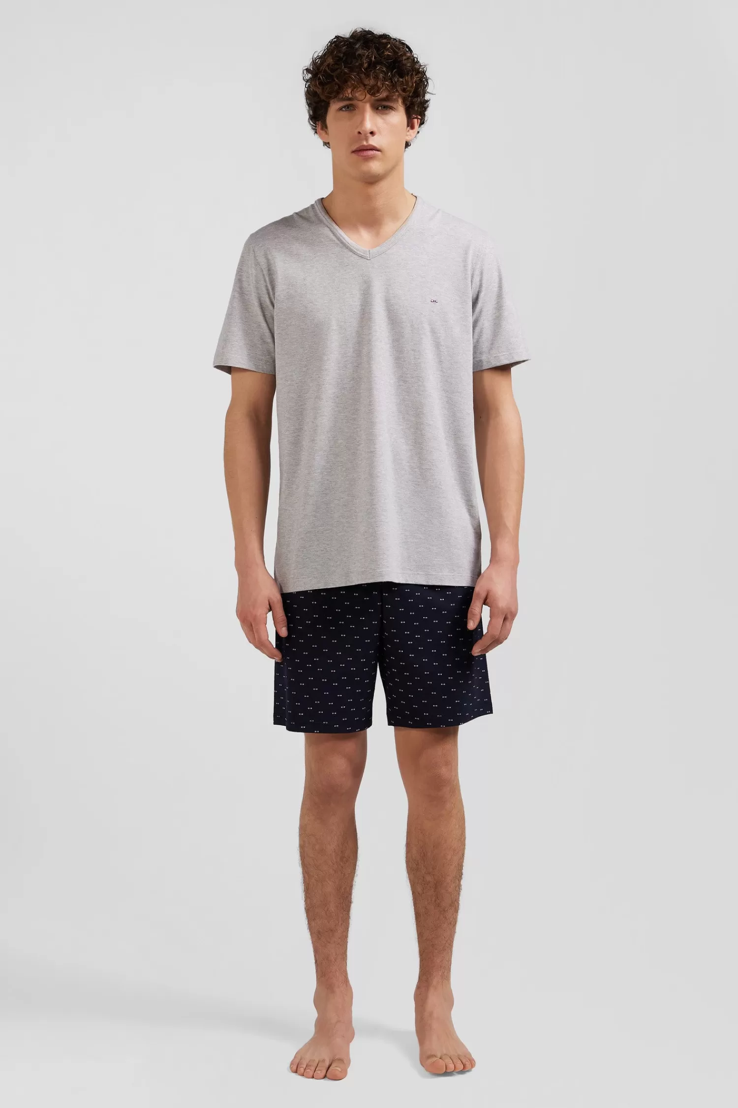 Eden Park Grey short cotton pajamas with micro pattern shorts< Pajamas