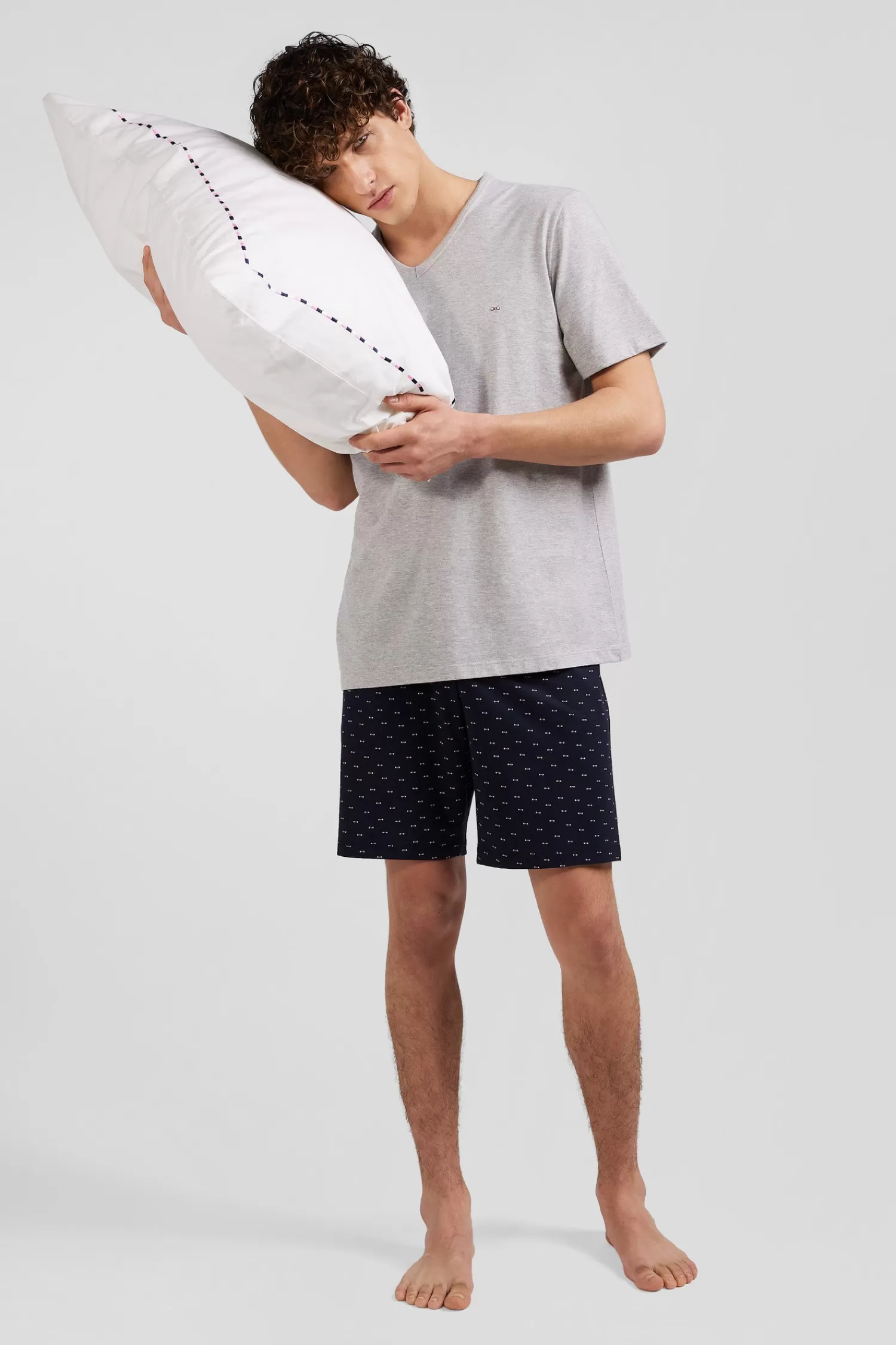 Eden Park Grey short cotton pajamas with micro pattern shorts< Pajamas