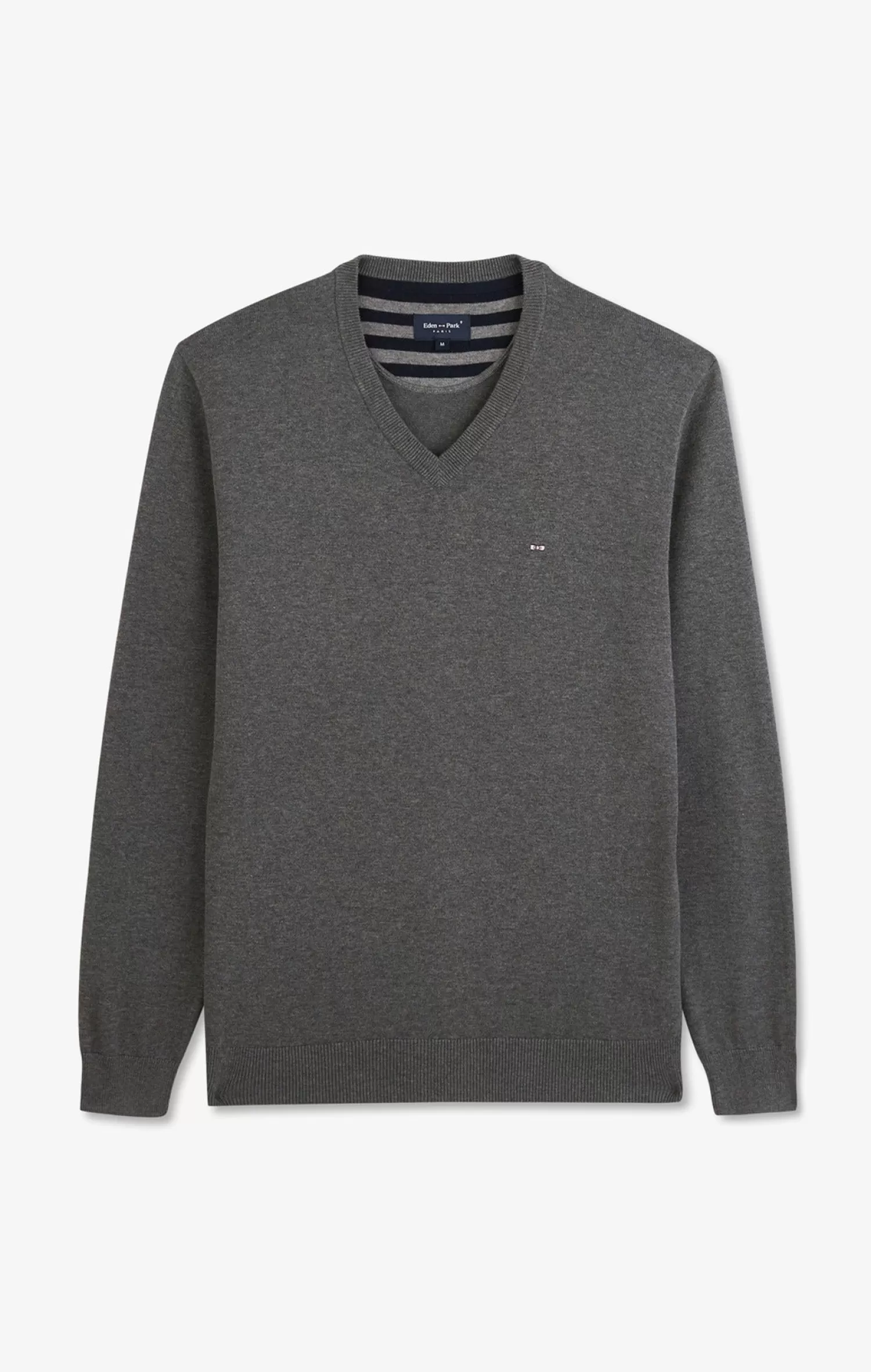 Eden Park Grey V-neck cotton jersey jumper< Sweaters