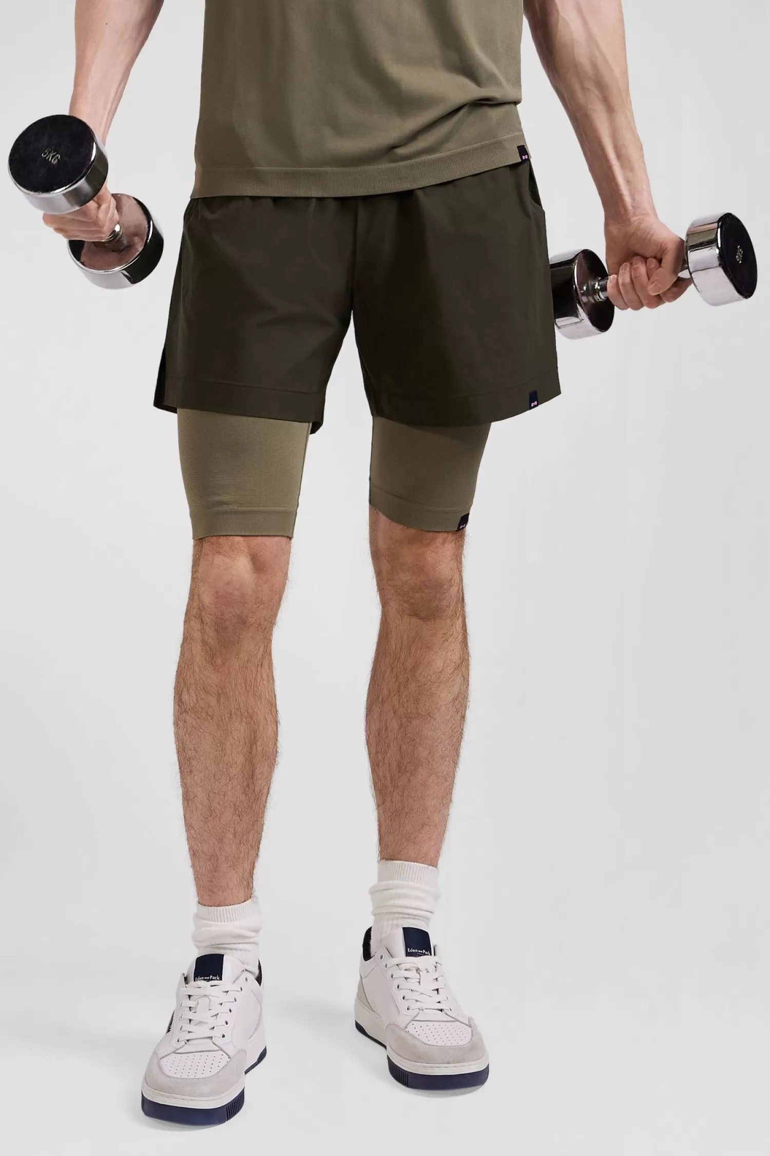 Eden Park Khaki green stretch sports cycling shorts< Shorts And Bermudas