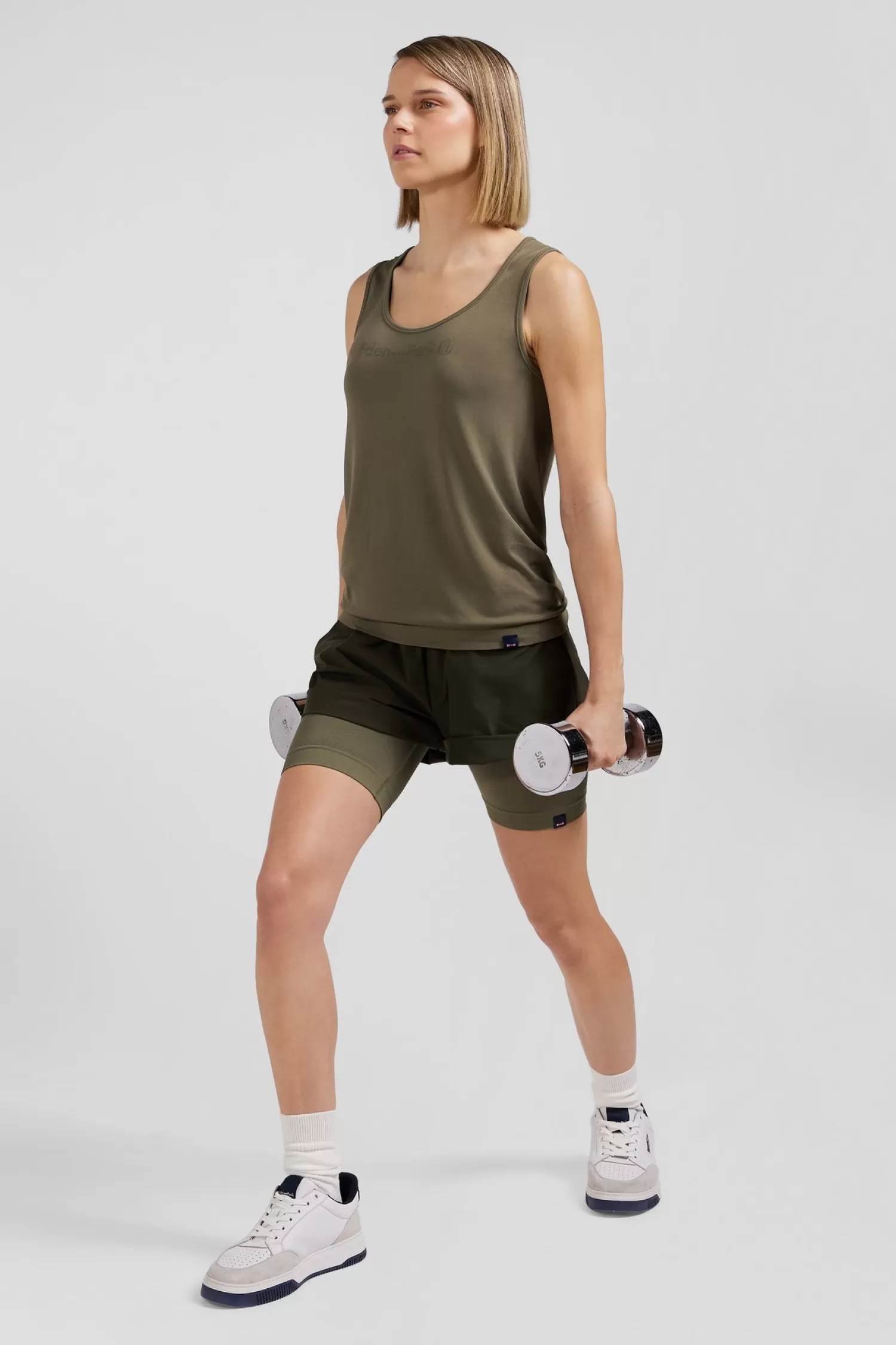 Eden Park Khaki green stretch sports cycling shorts<Women Pants