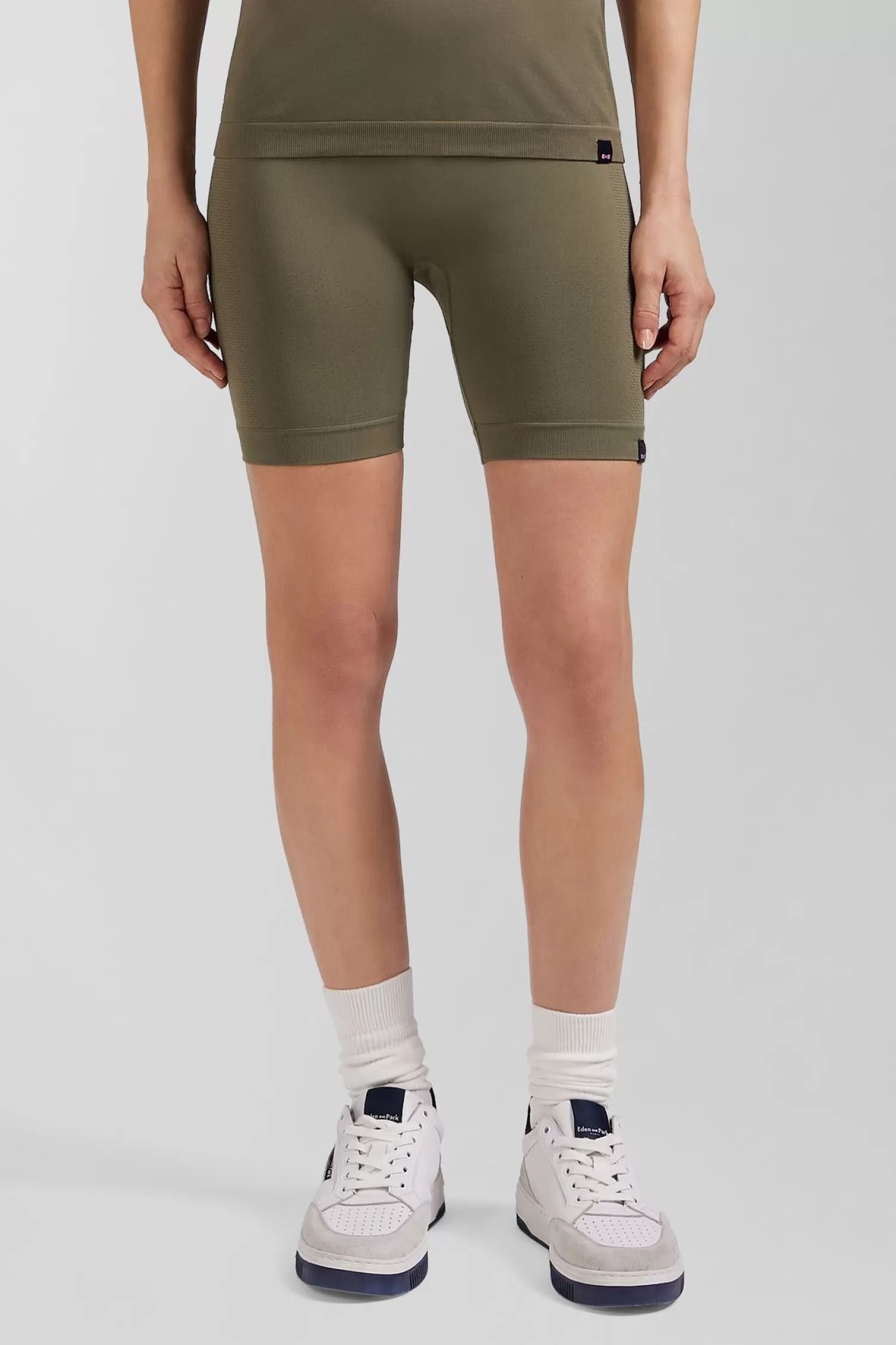 Eden Park Khaki green stretch sports cycling shorts<Women Pants