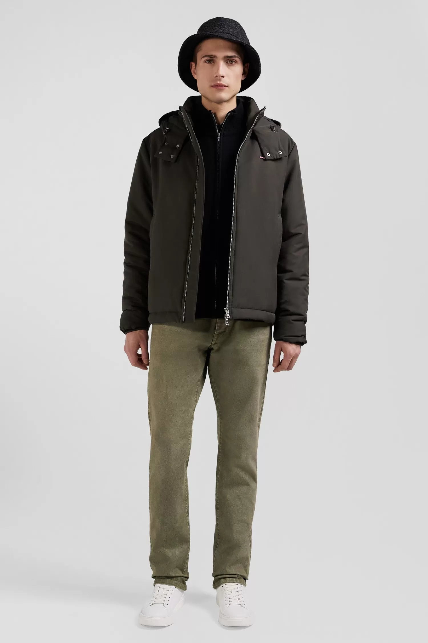 Eden Park Khaki hooded zip-up jacket< Coats And Jackets