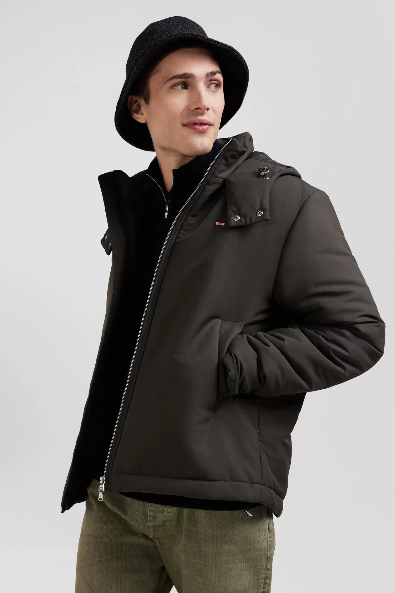 khaki_hooded_zipup_jacket_2.webp Eden Park Khaki hooded zip-up jacket< Coats And Jackets