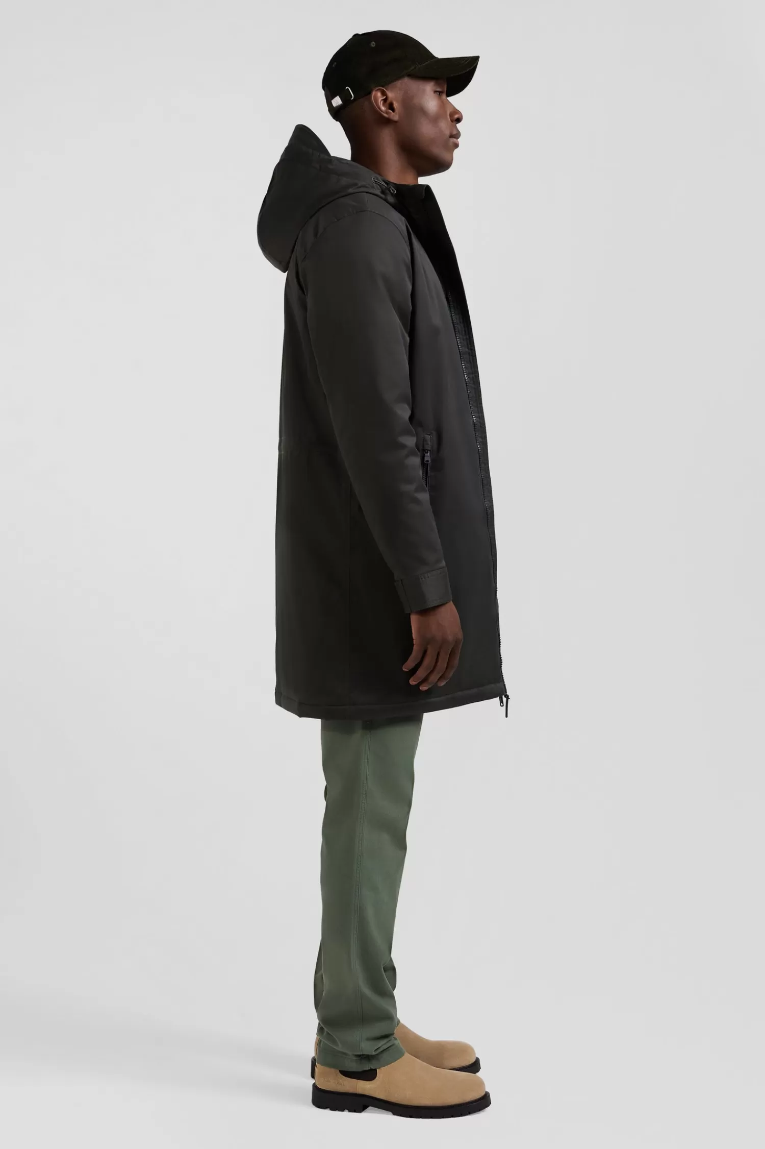 khaki_long_hooded_nylon_parka_4.webp Eden Park Khaki long hooded nylon parka< Coats And Jackets