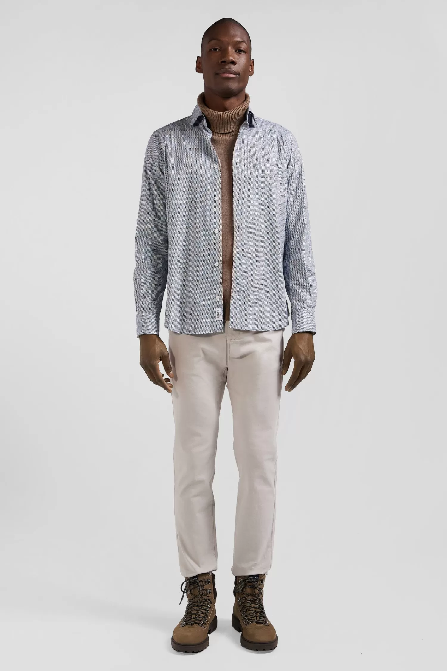 Eden Park Light blue micro-motif cotton shirt Slim fit< Shirts