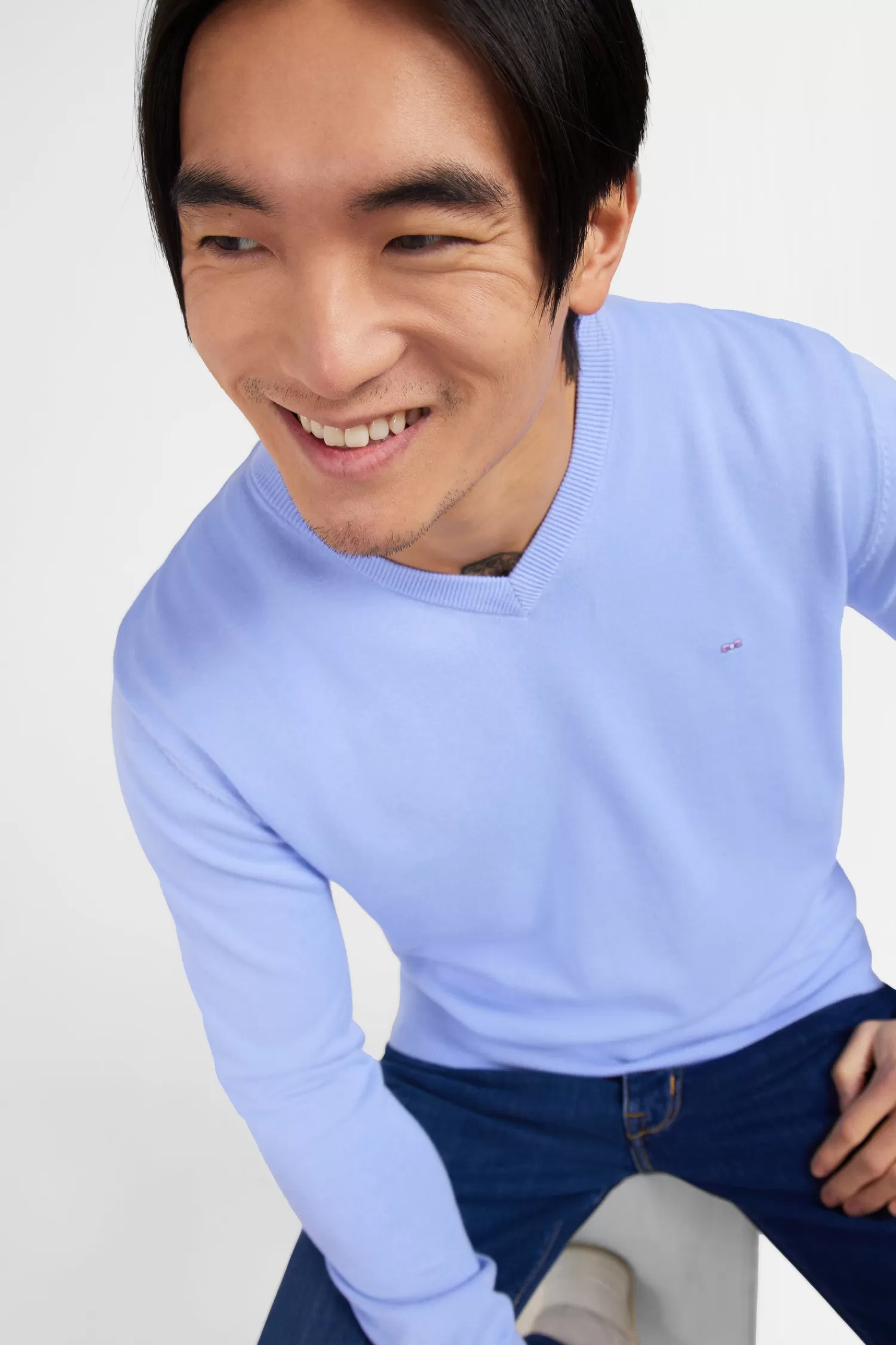 light_blue_vneck_cotton_jersey_jumper_3.webp Eden Park Light blue V-neck cotton jersey jumper< Sweaters