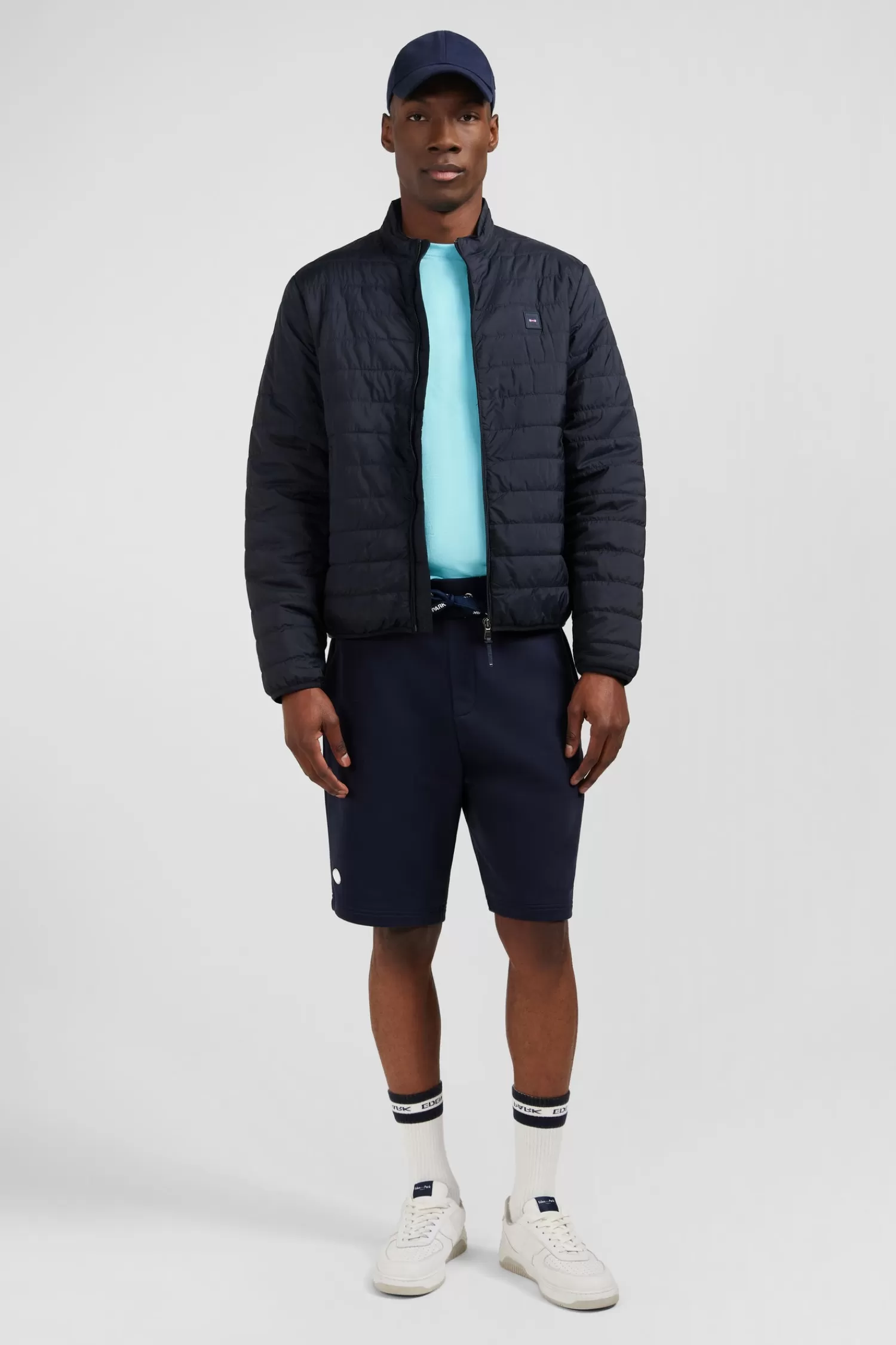 Eden Park Lightweight, long-sleeved puffa jacket in dark blue< Coats And Jackets